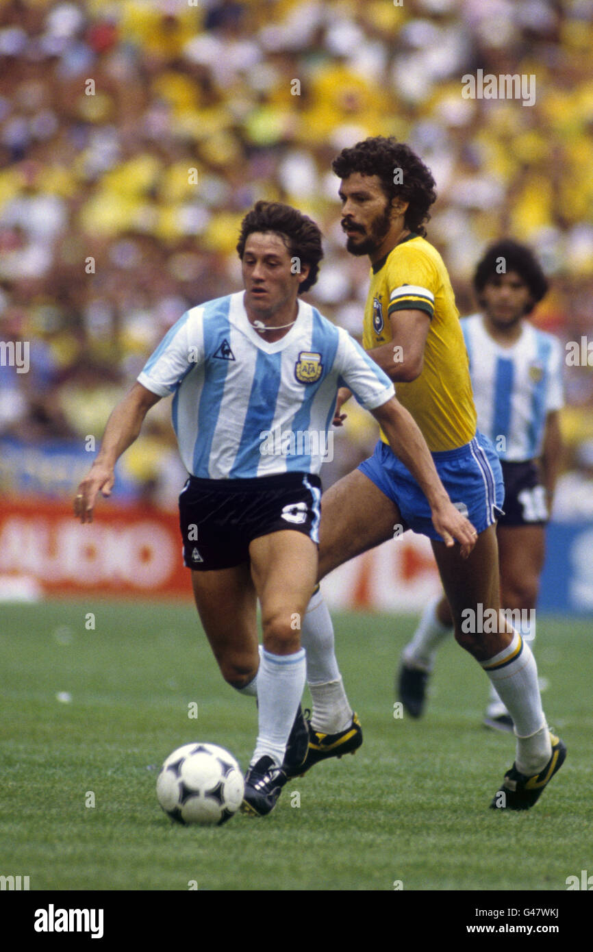 Brazilian footballer Socrates in action during a friendly... News Photo
