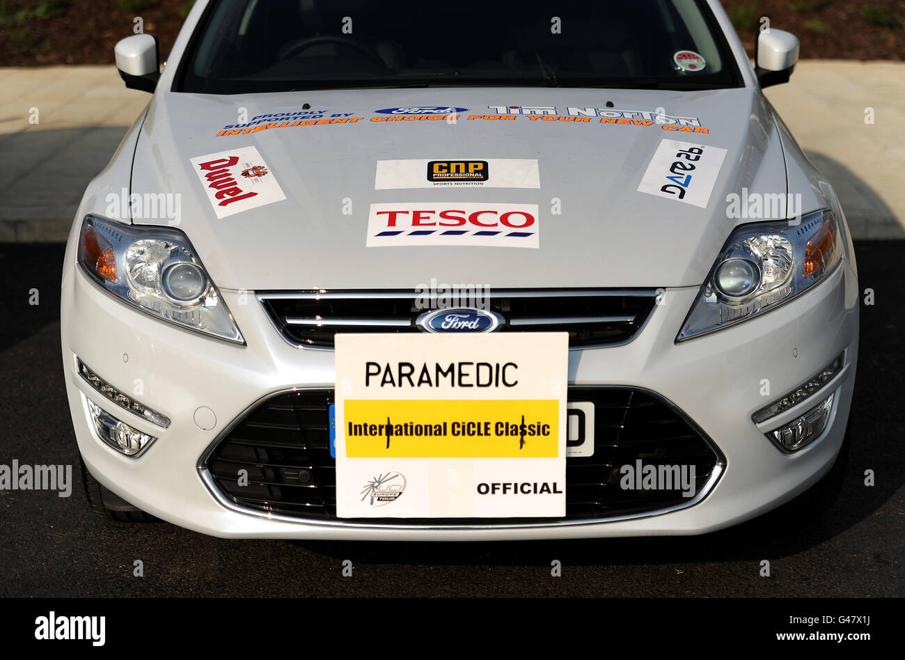 Detailed view of Tesco signage on one of the Official Paramedic cars Stock Photo