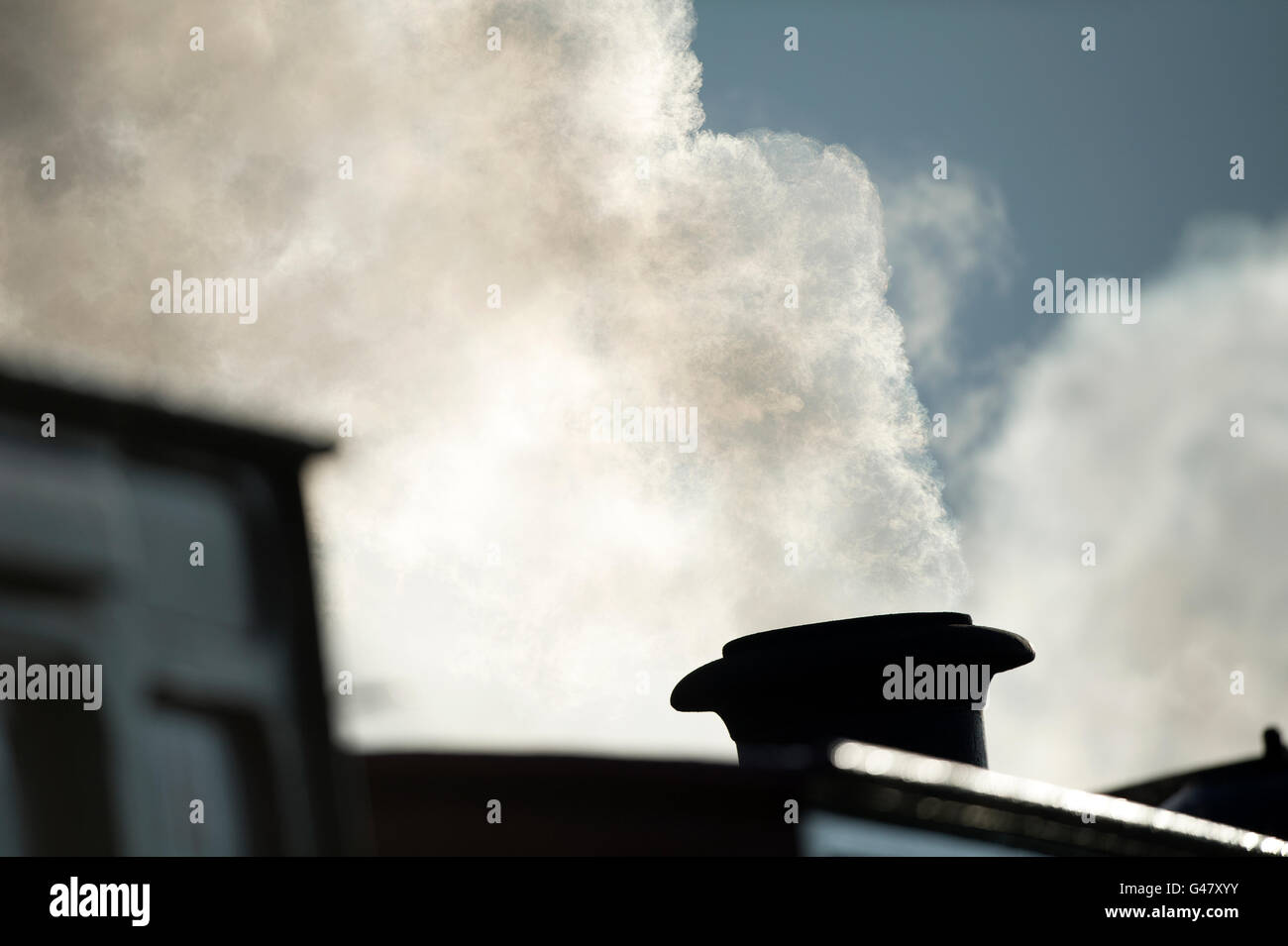 Steam coming out of the chimney of a Steam Engine Stock Photo Alamy