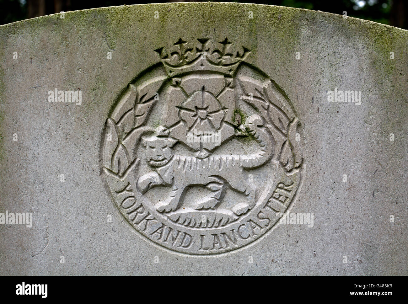 York and Lancaster Regiment badge on a war grave, UK Stock Photo