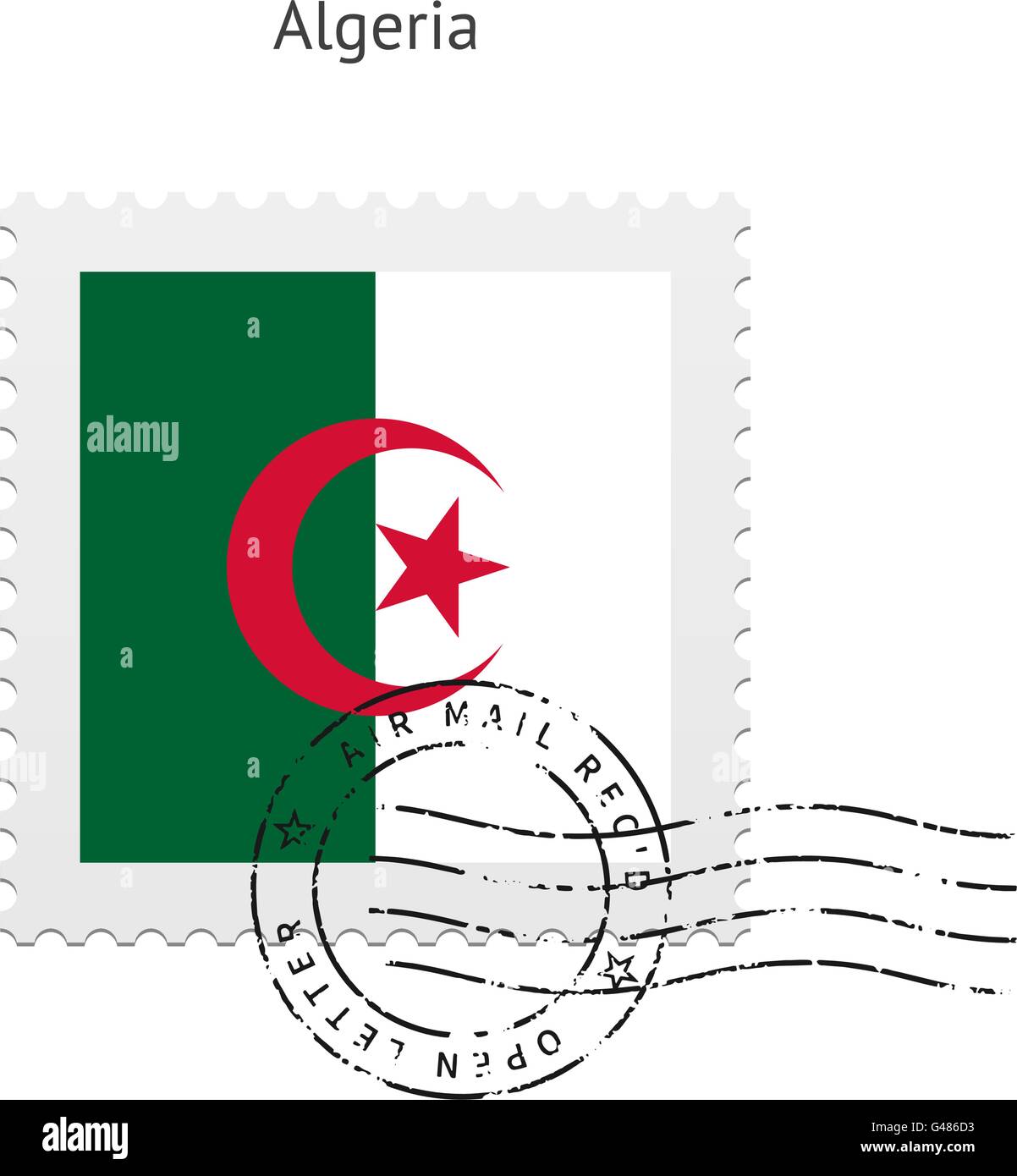 Algeria Flag Postage Stamp. Stock Vector
