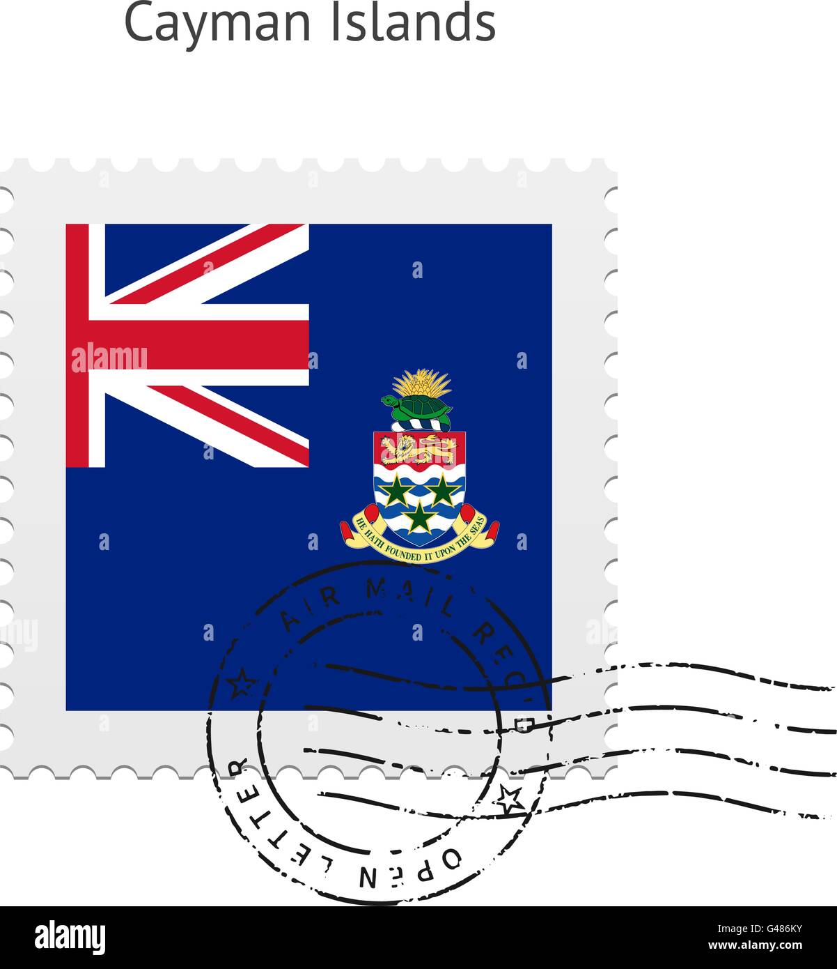 Cayman Islands Flag Postage Stamp. Stock Vector