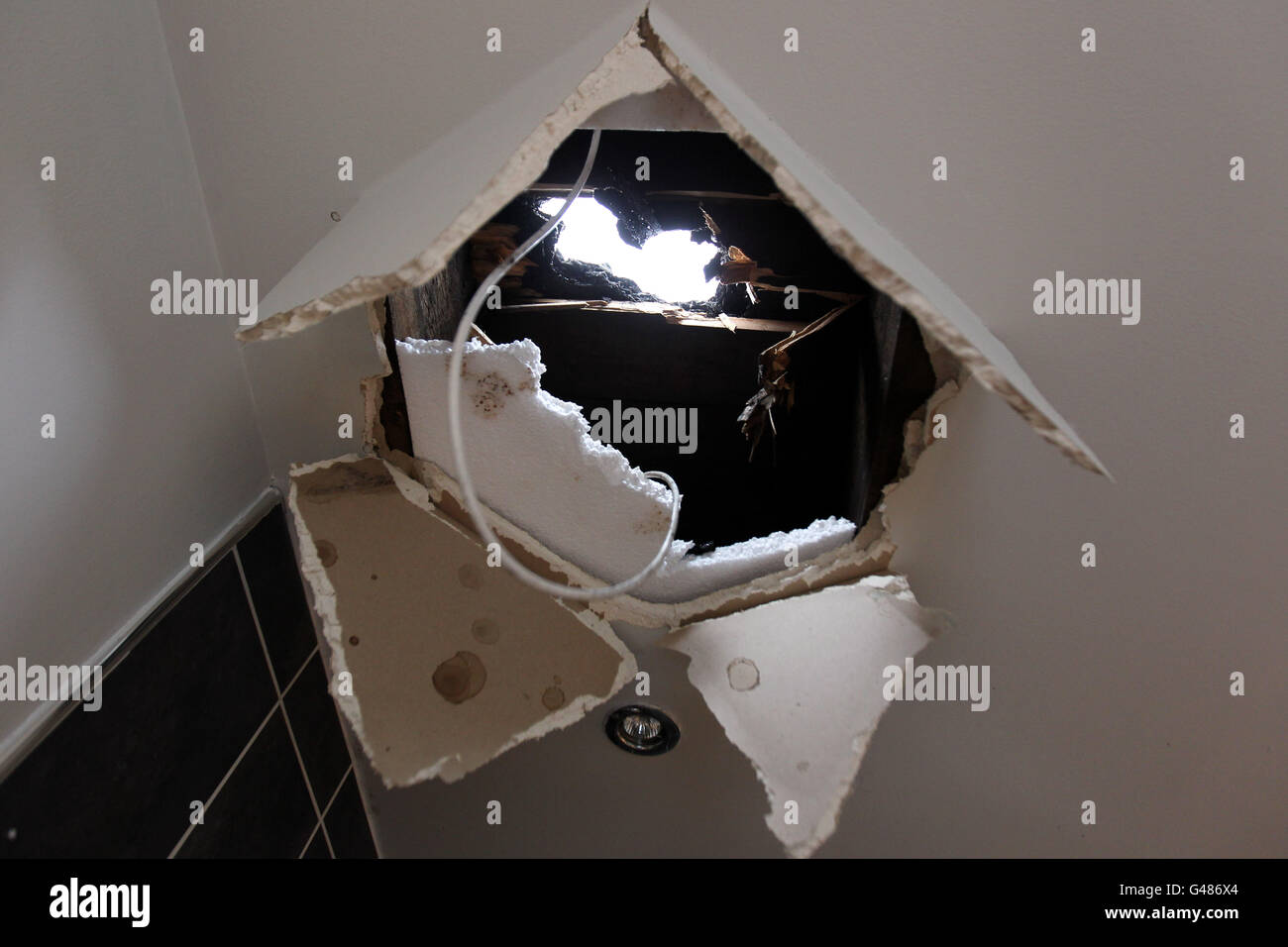 Hole in the home of betty wilson of stirling road hires stock