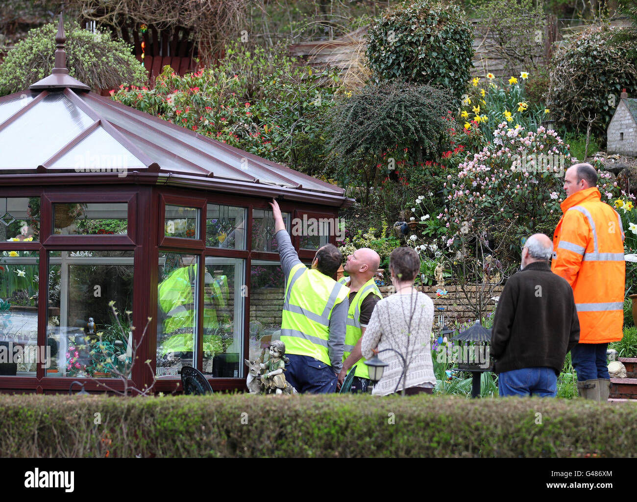 Homes in Stirling Road, Barrwood in Kilsyth, are examined for damage