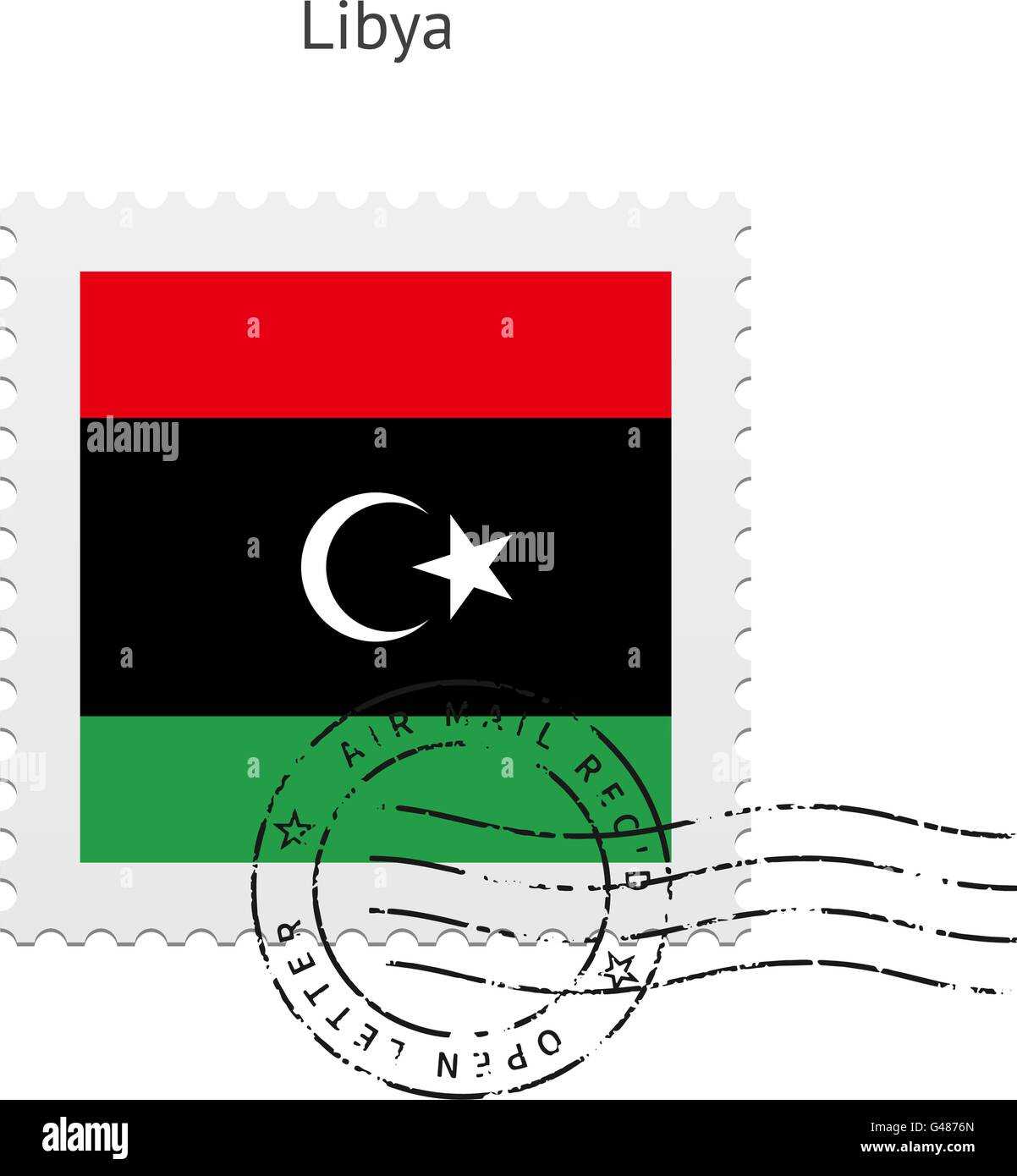 Libya Flag Postage Stamp. Stock Vector