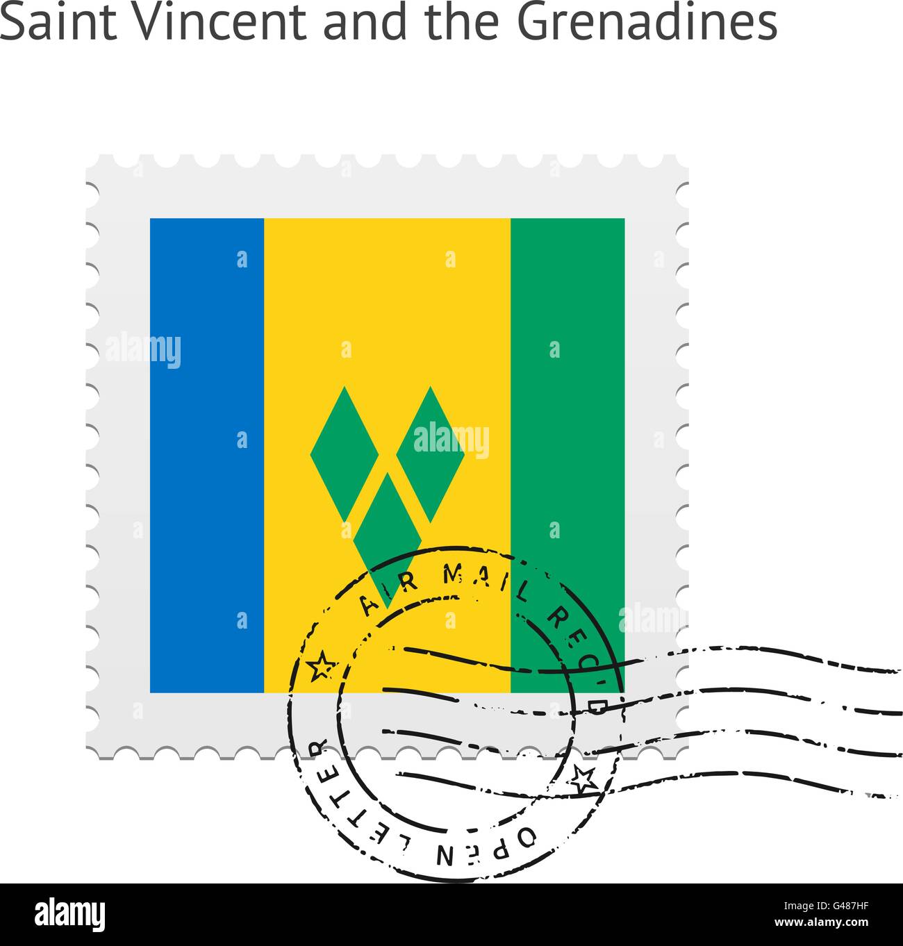 Saint Vincent and the Grenadines Flag Postage Stamp Stock Vector Image