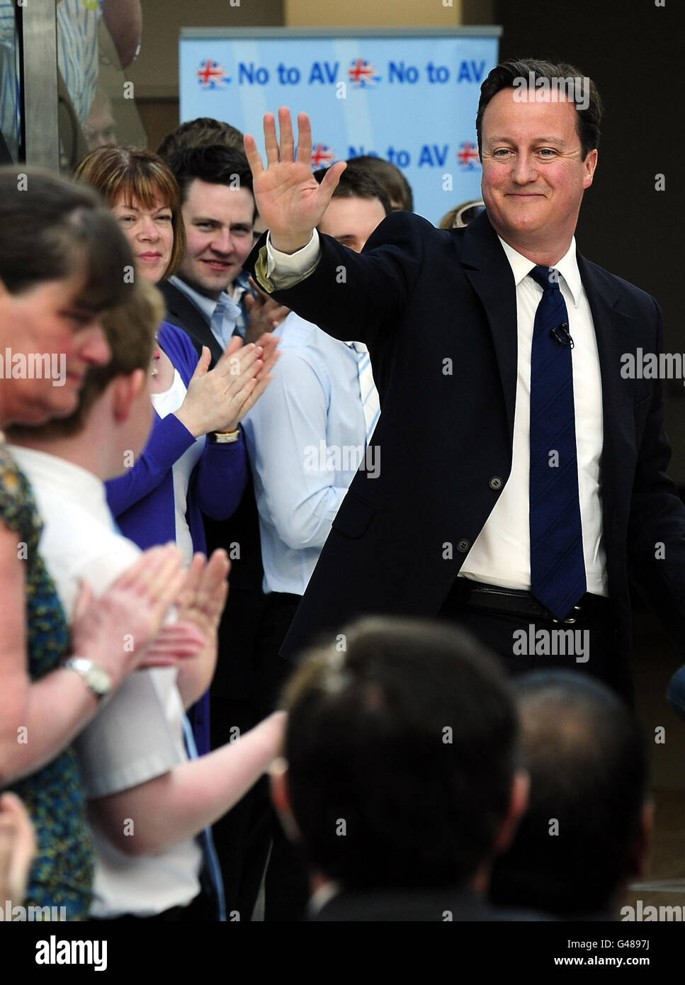 Prime Minister David Cameron at St Aidan's Church of England Academy in Darlington, where he gave a speech to party supporters ahead of the Local Elections. Stock Photo