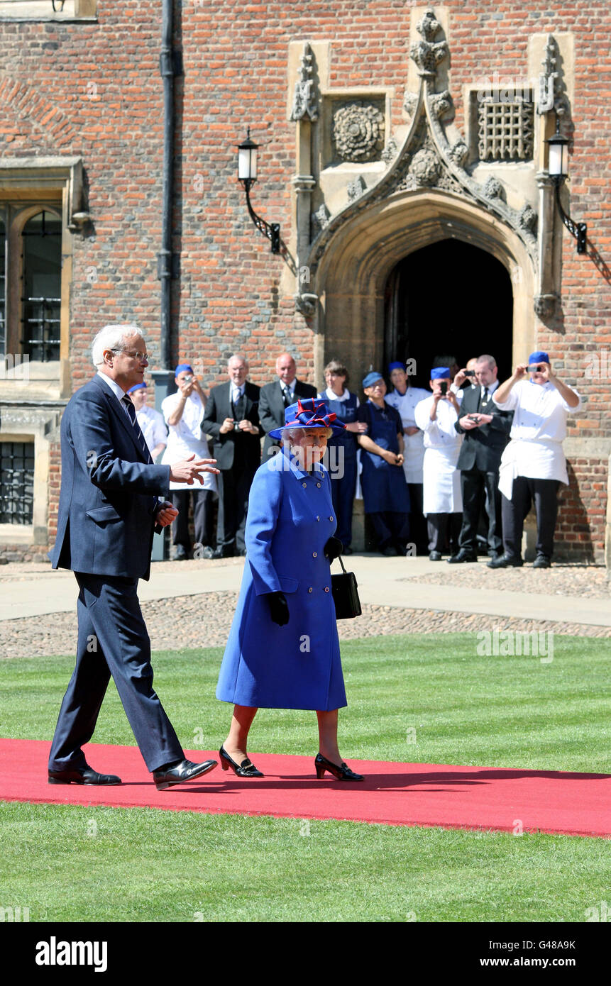 Queen visits Cambridge Stock Photo