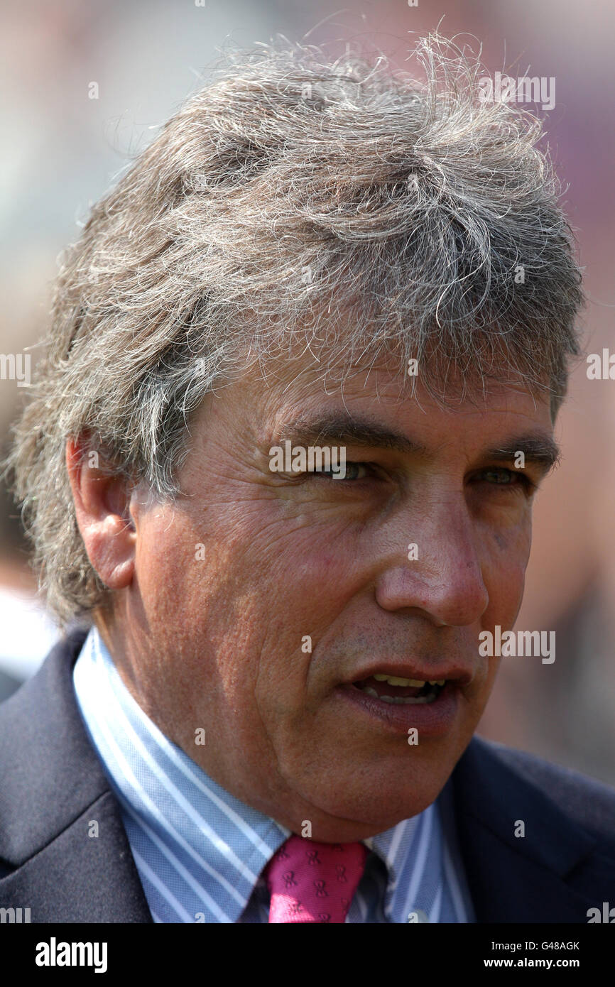 Horse Racing - bet365 Gold Cup Easter Festival - Sandown Park. BBC Sport presenter John Inverdale Stock Photo