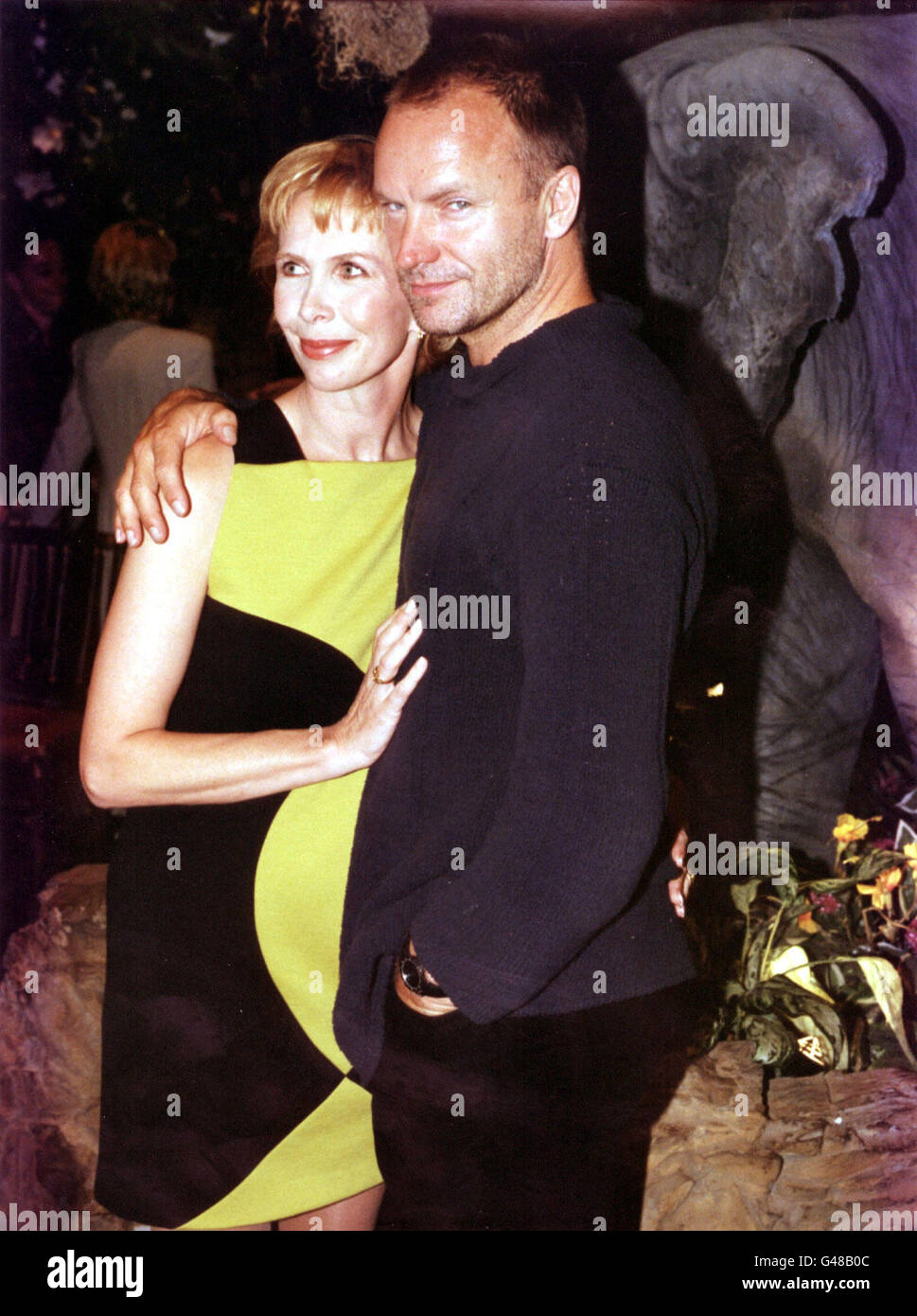 PA NEWS PHOTO : 18/7/97 : STING AND HIS WIFE Trudie STYLER AT THE LAUNCH OF 'CARNIVAL!' , A CHARITY CD IN AID OF THE RAINFOREST FOUNDATION, PRODUCED BY Trudie STYLER. PHOTO BY PETER JORDAN. Stock Photo