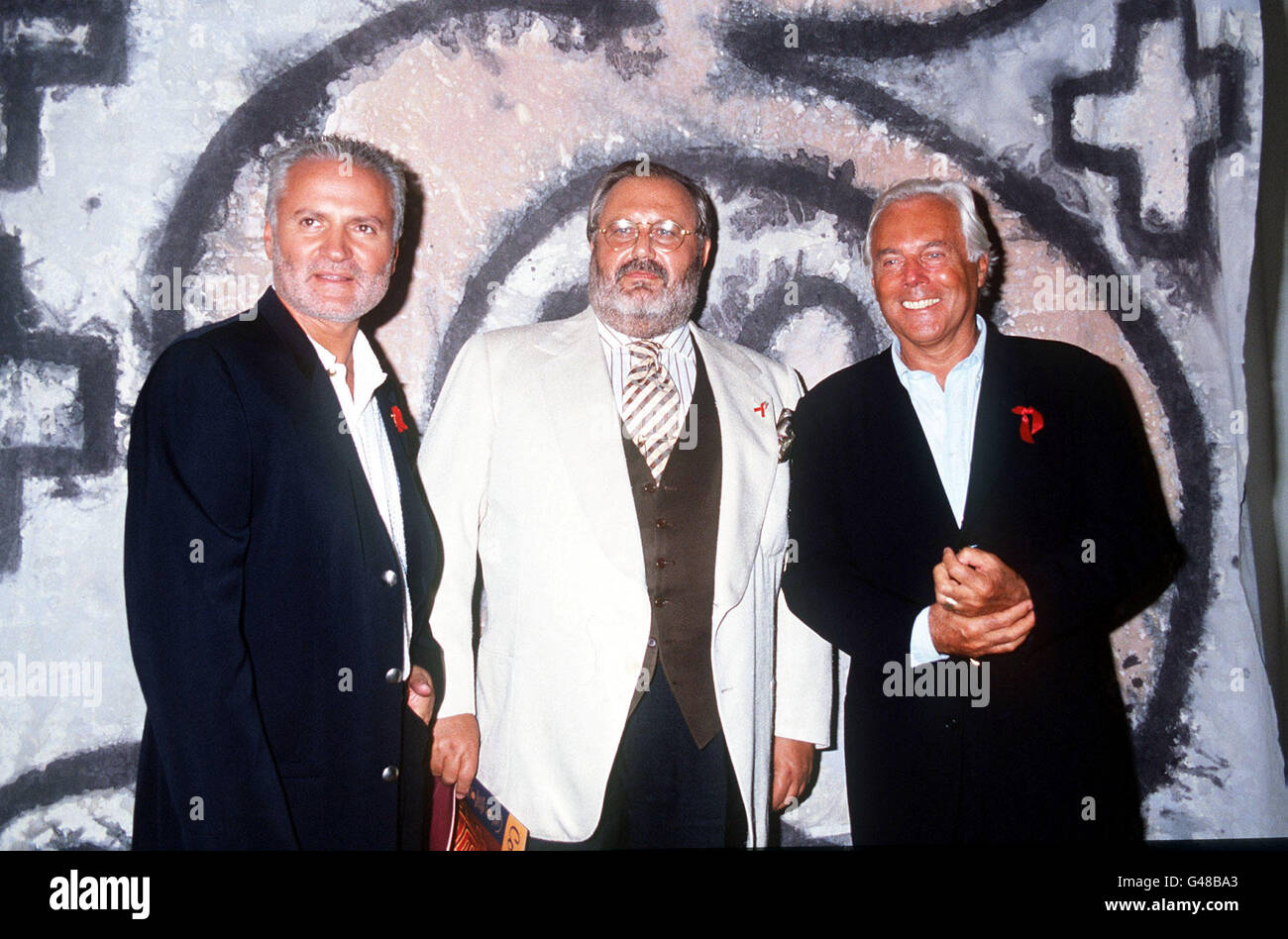 PA NEWS : FASHION DESIGNERS GIANNI VERSACE, GIANFRANCO FERRE AND GIORGIO  ARMANI Stock Photo - Alamy