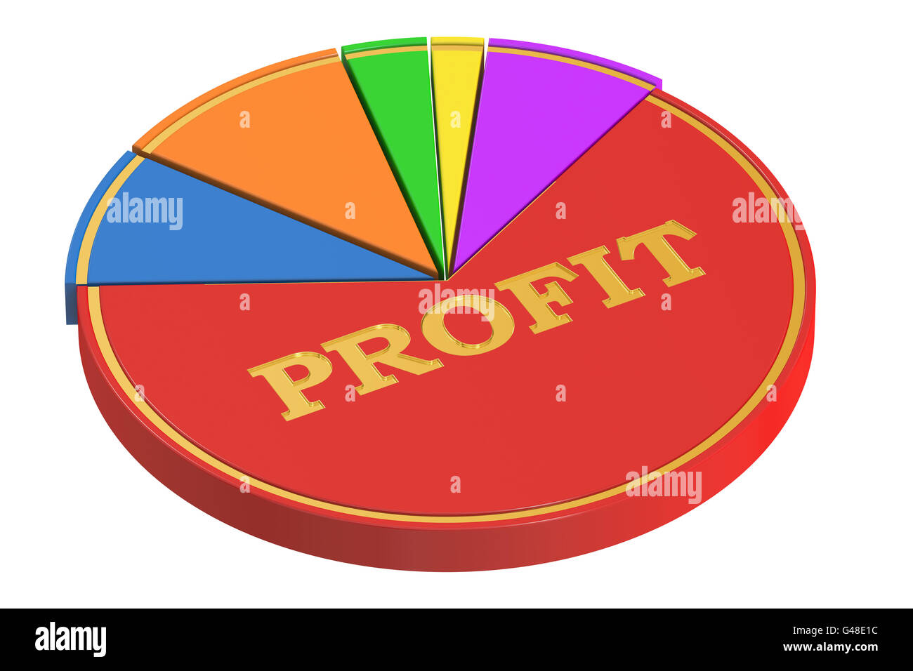Profit concept with Pie Chart, 3D rendering isolated on white background Stock Photo