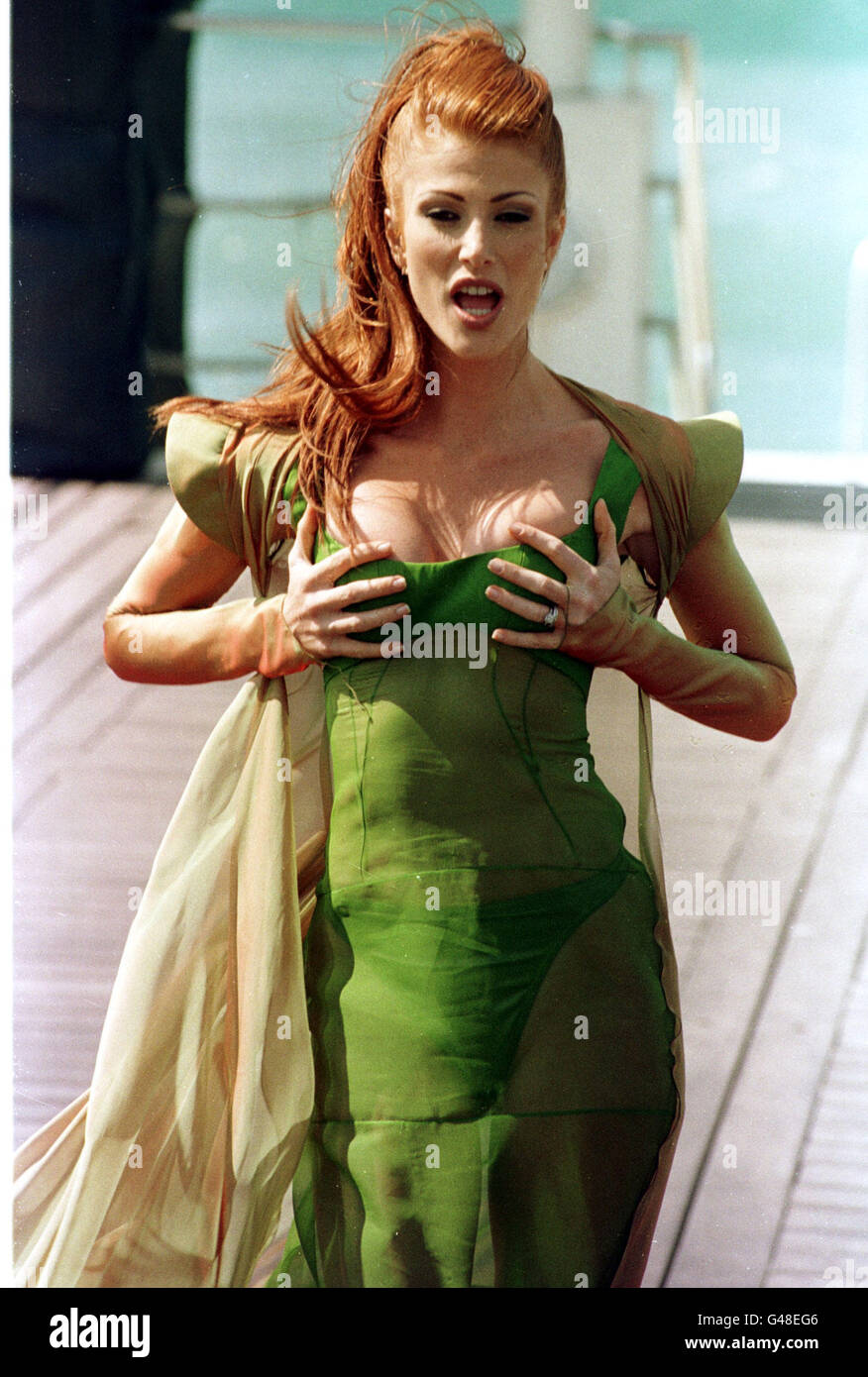 ACTRESS ANGIE EVERHART POSES FOR THE CAMERA'S AT THE 1997 CANNE FILM FESTIVAL.SHE IS PROMOTING HER NEW MOVIE 'WELCOME TO HOLLYWOOD' Stock Photo