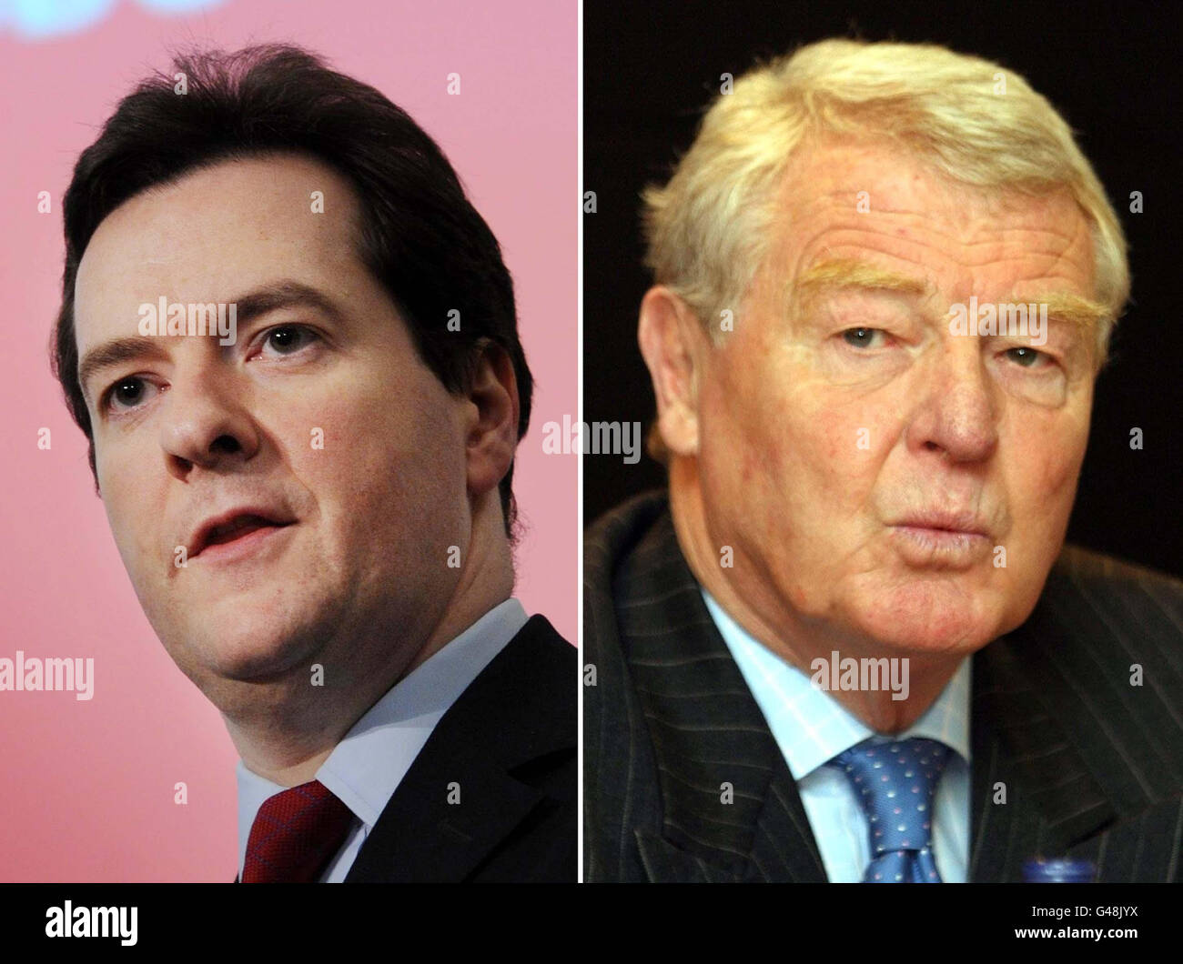 Undated file photos of George Osborne (left) and Paddy Ashdown. The Chancellor has been accused of trying to 'frighten' voters off changing the voting system in an outspoken attack by the former Liberal Democrat leader. Stock Photo