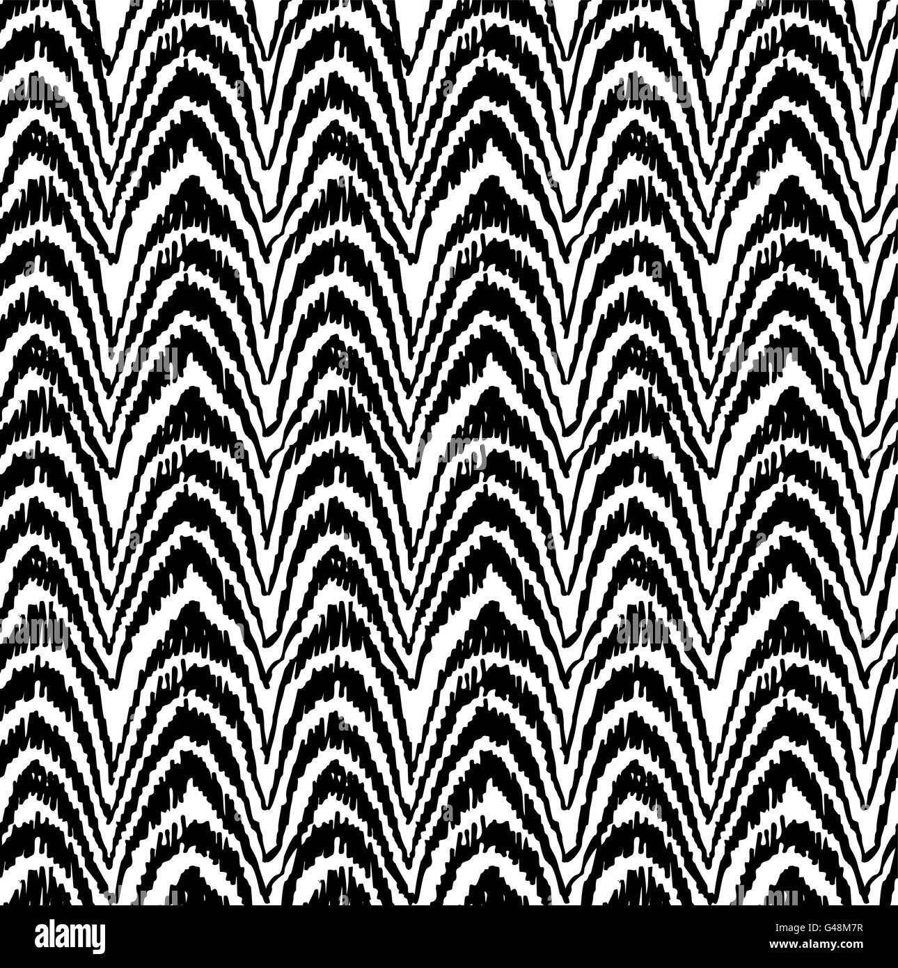 Retro boho black and white seamless pattern background with monochrome tribal art. Ideal for fabric design, paper print Stock Vector
