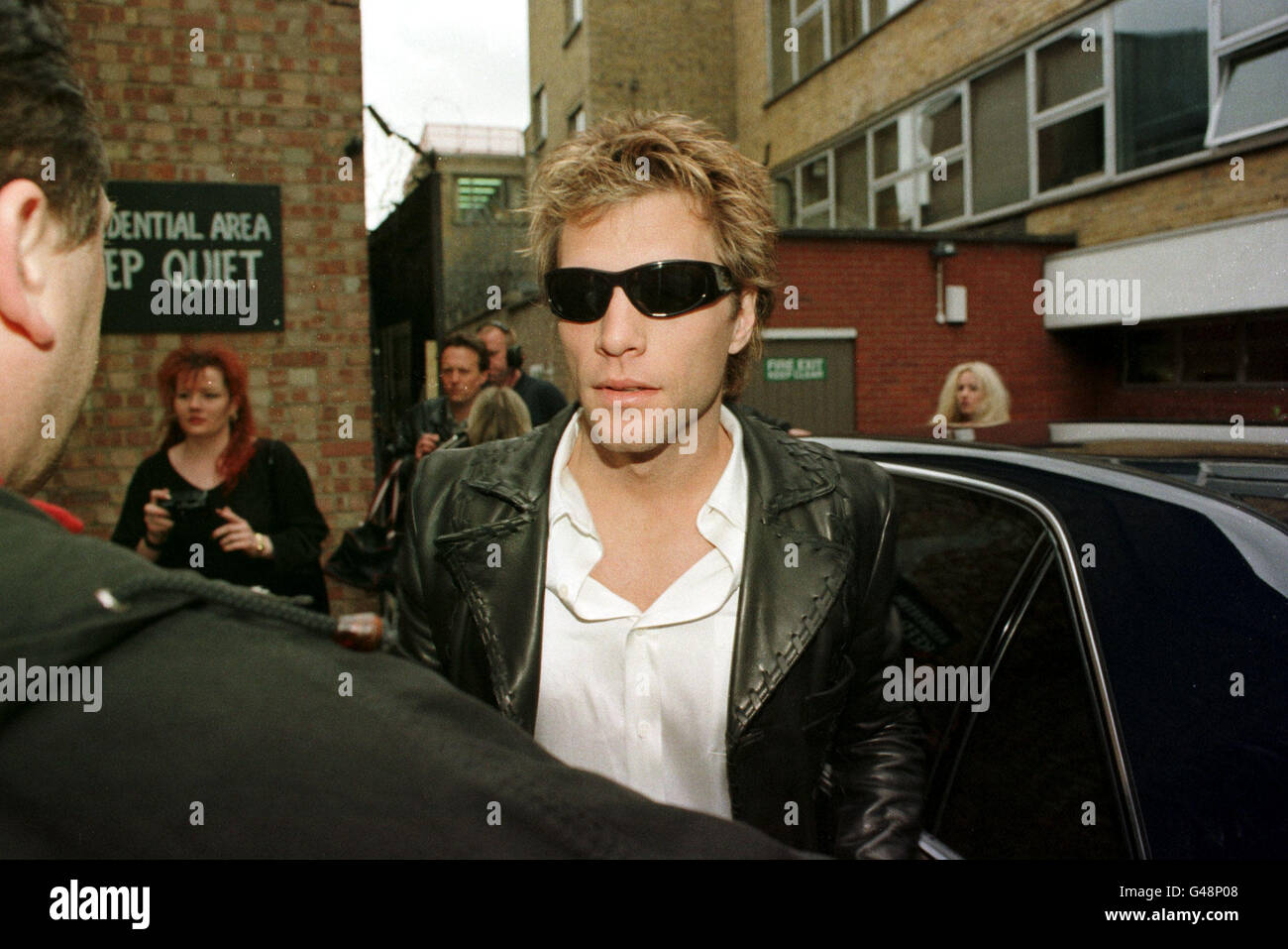 Singer Jon Bon Jovi arrives at the Riverside Studios before appearing on 'TFI Friday'. Stock Photo