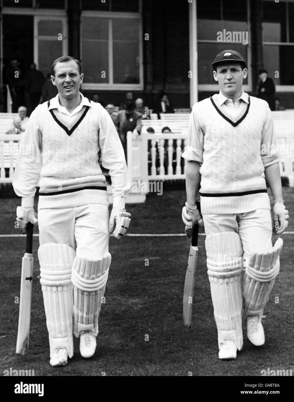 Cricket - MCC v Yorkshire - First Day - Lord's. Ken Taylor and Geoff Boycott (Yorkshire), coming out to bat. Stock Photo