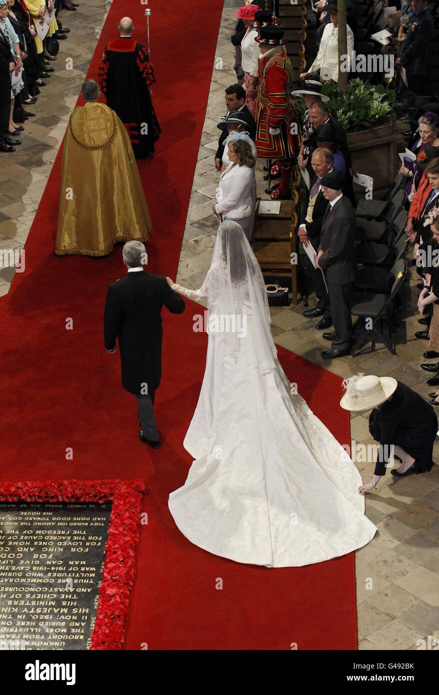 strapless open back dress Kate Middleton Timeless V-Neck Lace Long Train Royal Wedding Dress main image 0