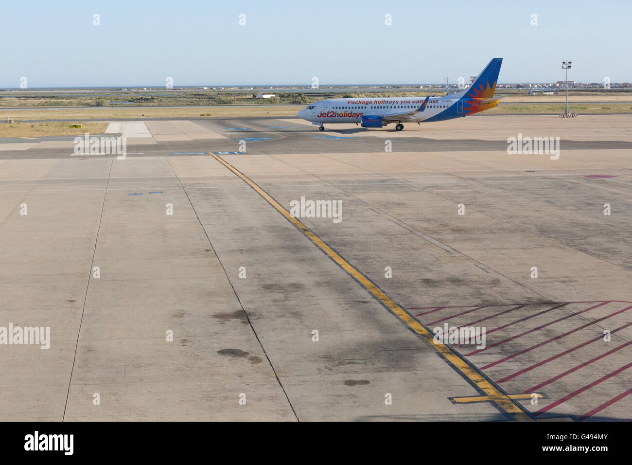 Jet 2 holidays airplane at Faro Airport, Portugal Stock Photo Alamy