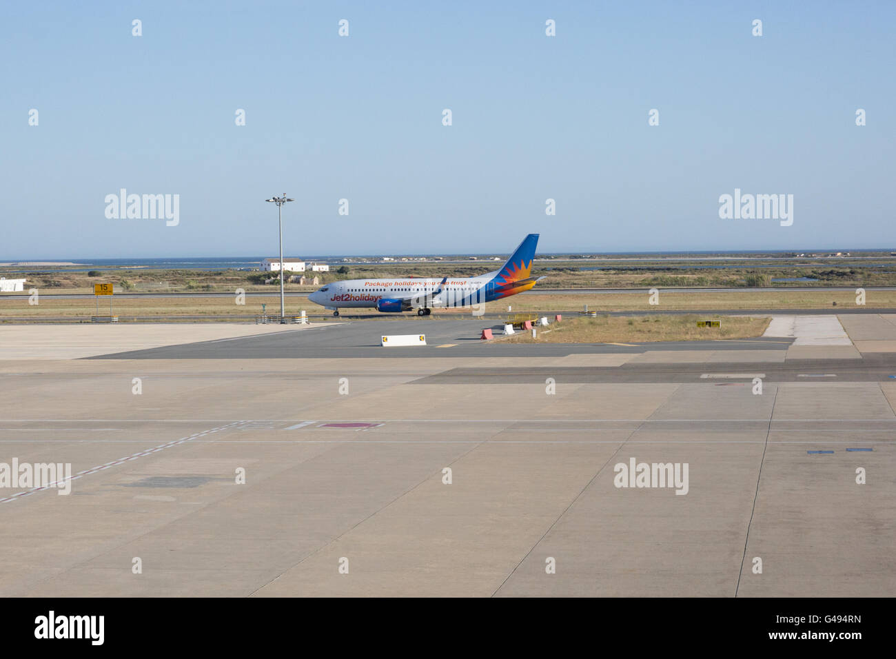 Jet 2 holidays airplane at Faro Airport, Portugal Stock Photo Alamy