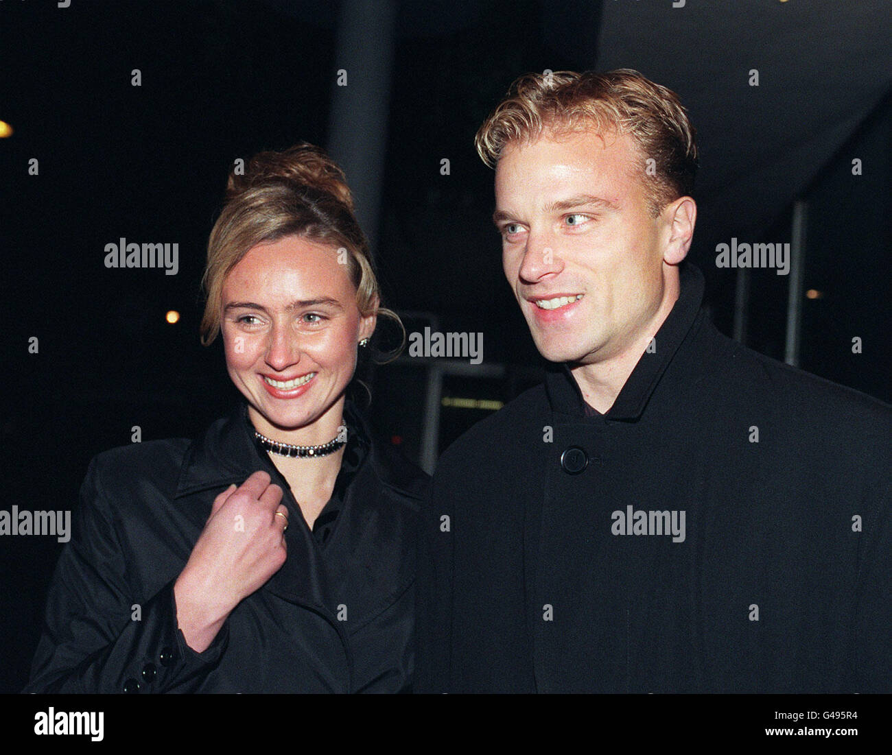 Arsenal's Dennis Bergkamp and his wife Henriette arrive for tonight's (Sunday) Arsenal Christmas