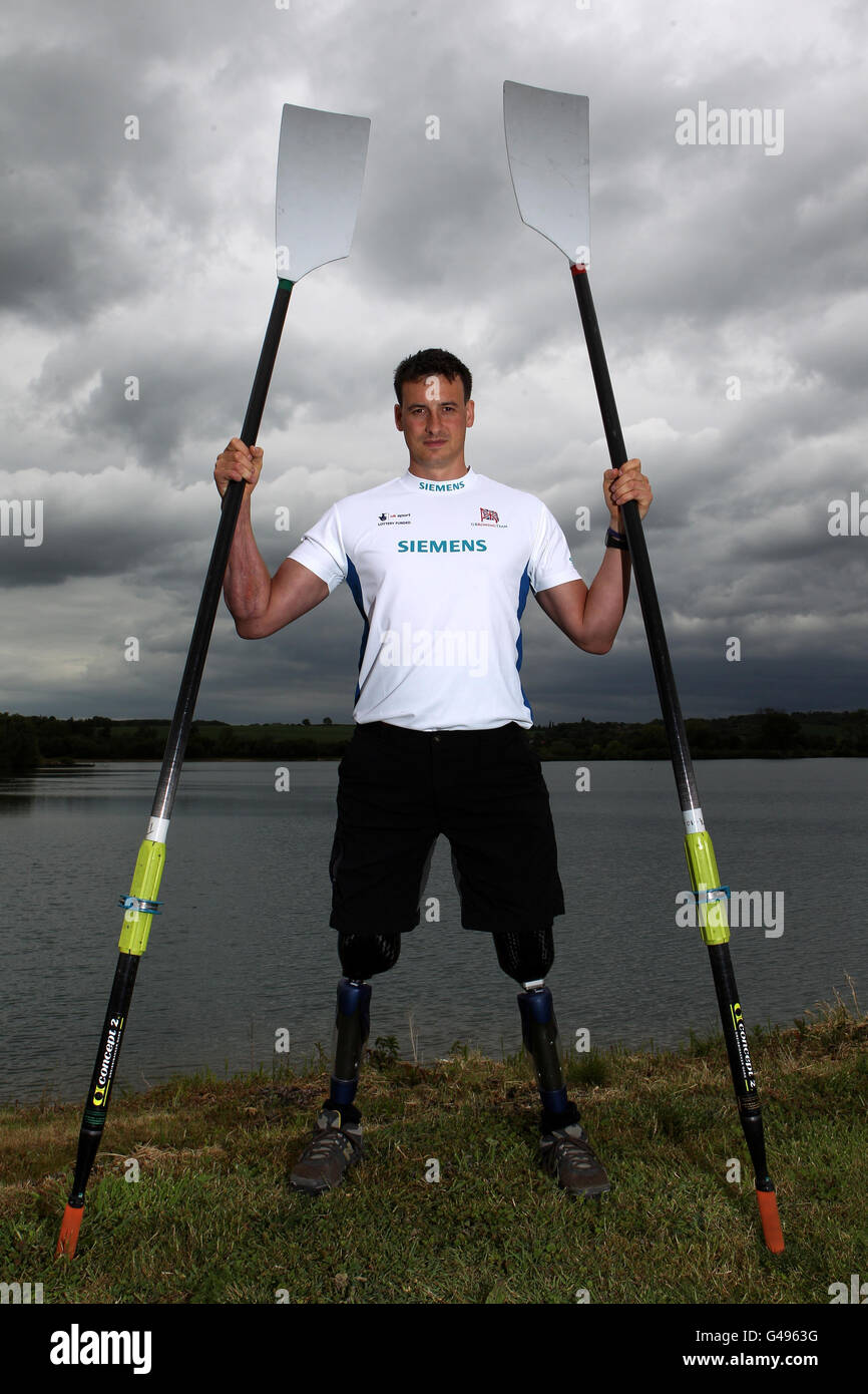 Great Britain Rower and Army officer Nick Beighton during the GB Rowing Team Announcement at the Redgrave and Pinsent Rowing Lake, Caversham. Stock Photo