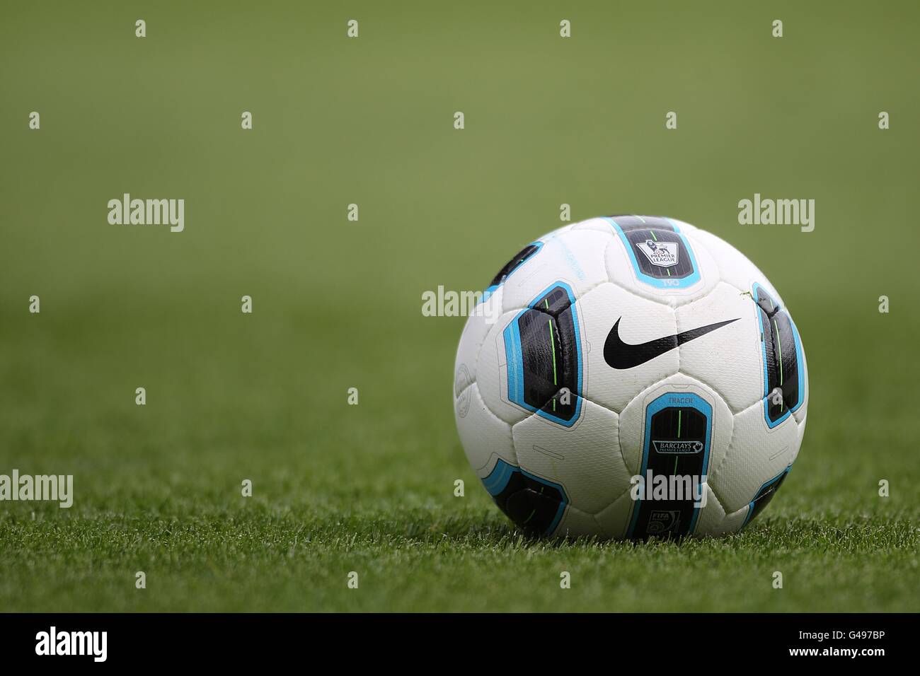The Nike T90 Tracer ball, the official matchball for the Barclays Premier League Stock Photo