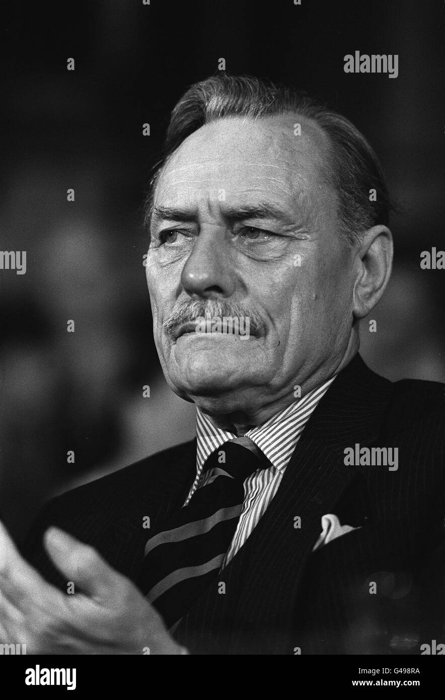 PA NEWS PHOTO 14/8/85  ENOCH POWELL MP FOR SOUTH DOWN SINCE OCTOBER 1974 A FORMER TORY GOVERNMENT MINISTER WHO AS THE MP FOR WOLVERHAMPTON SW FROM 1950 - 1974 RAN INTO A POLITICAL STORM OVER HIS PUBLICLY AIRED CONTROVERSIAL OPINIONS AND SOLUTIONS TO IMMIGRATION AND RACIAL QUESTIONS Stock Photo