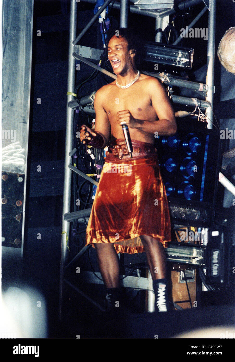Maxim Reality (aka Keith Palmer) from The Prodigy at the V97 concert at Temple Newsham, Leeds. Stock Photo