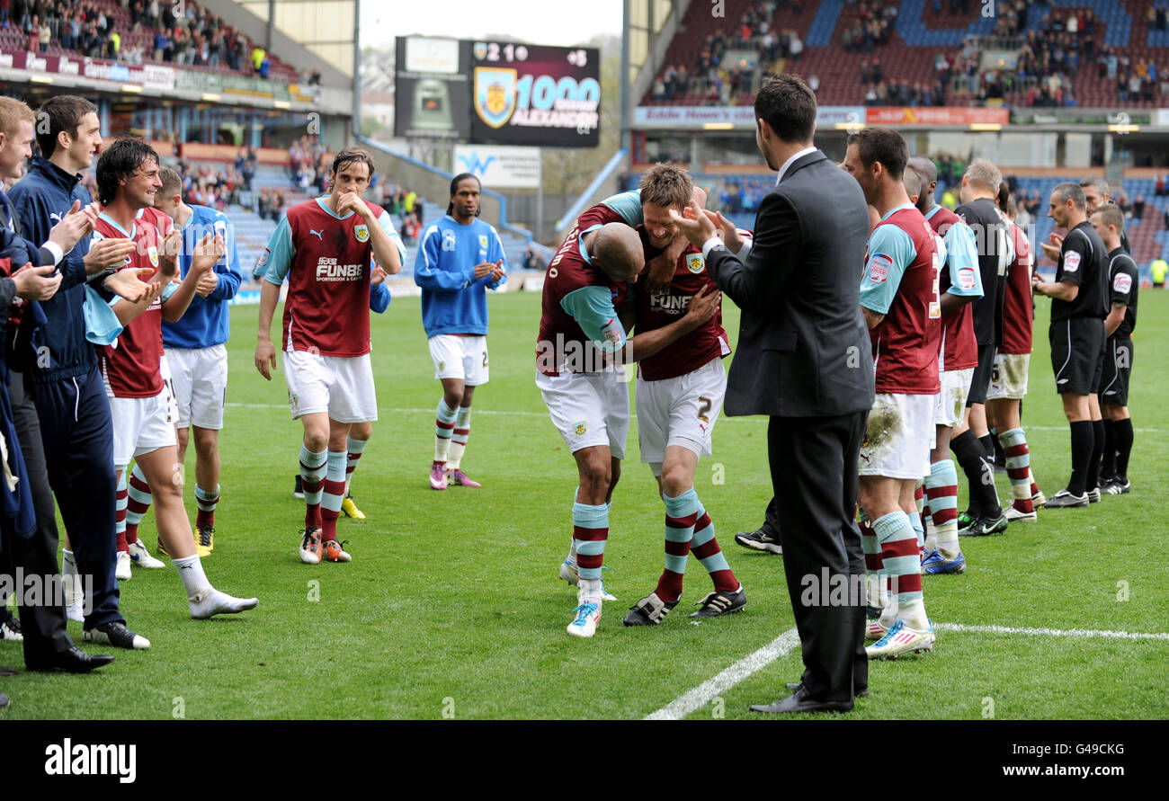 Burnley's Graham Alexander is congratulated by his team mates as he leaves the field after playing in his 1000th career appearance Stock Photo
