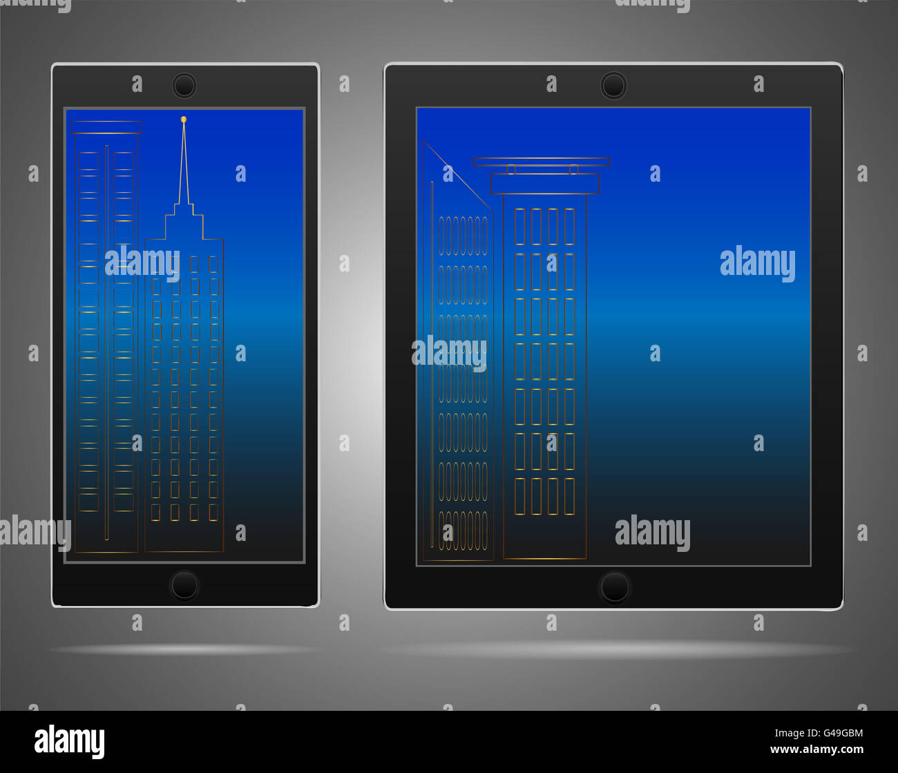 Realistic vector tablet computer and mobile phone template Stock Photo