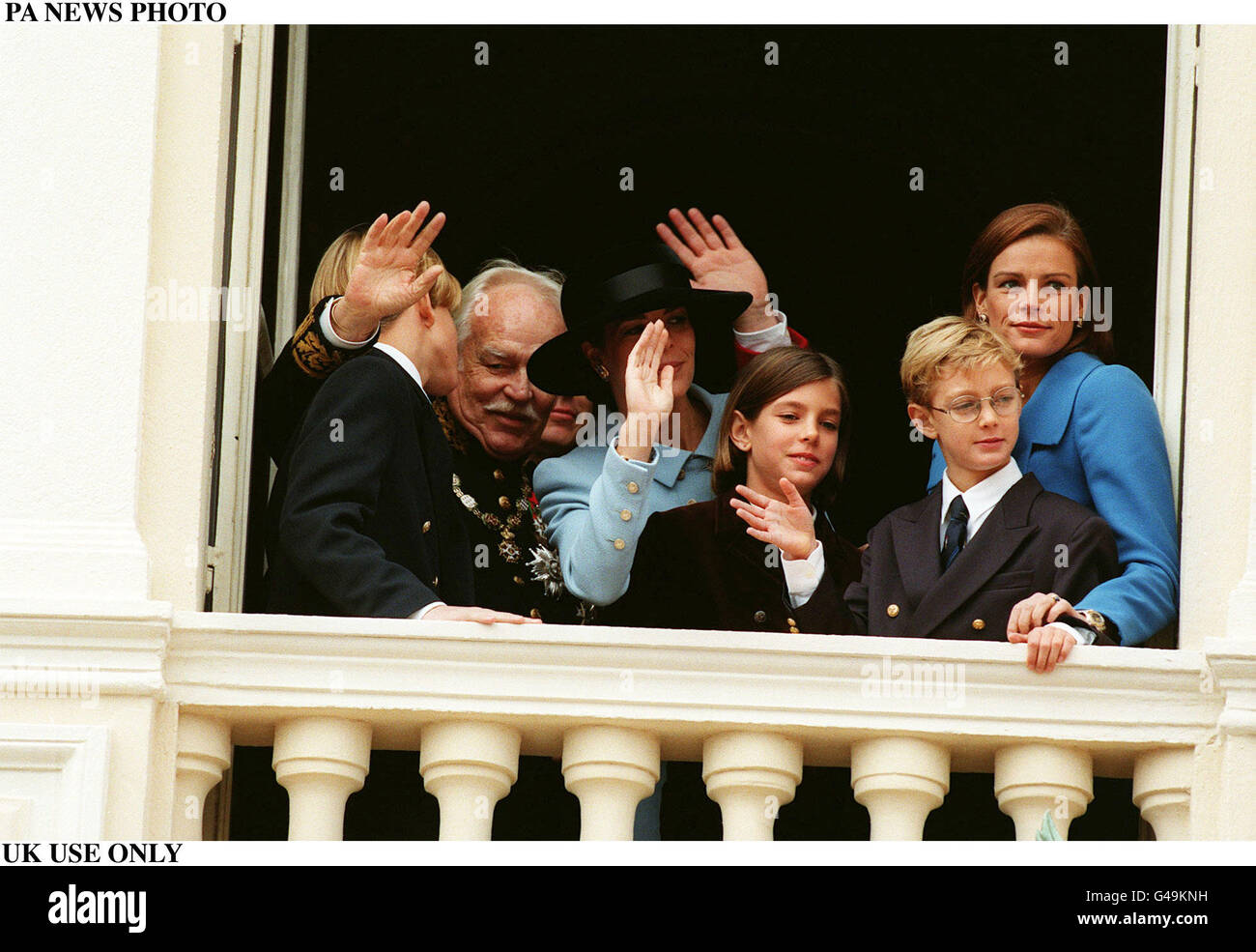 PA NEWS PHOTO : 19/11/97: UK USE ONLY Prince Rainier with Princess Caroline and Princess Stephanie 19 November in Monaco during Monaco National day ceremonies. Stock Photo