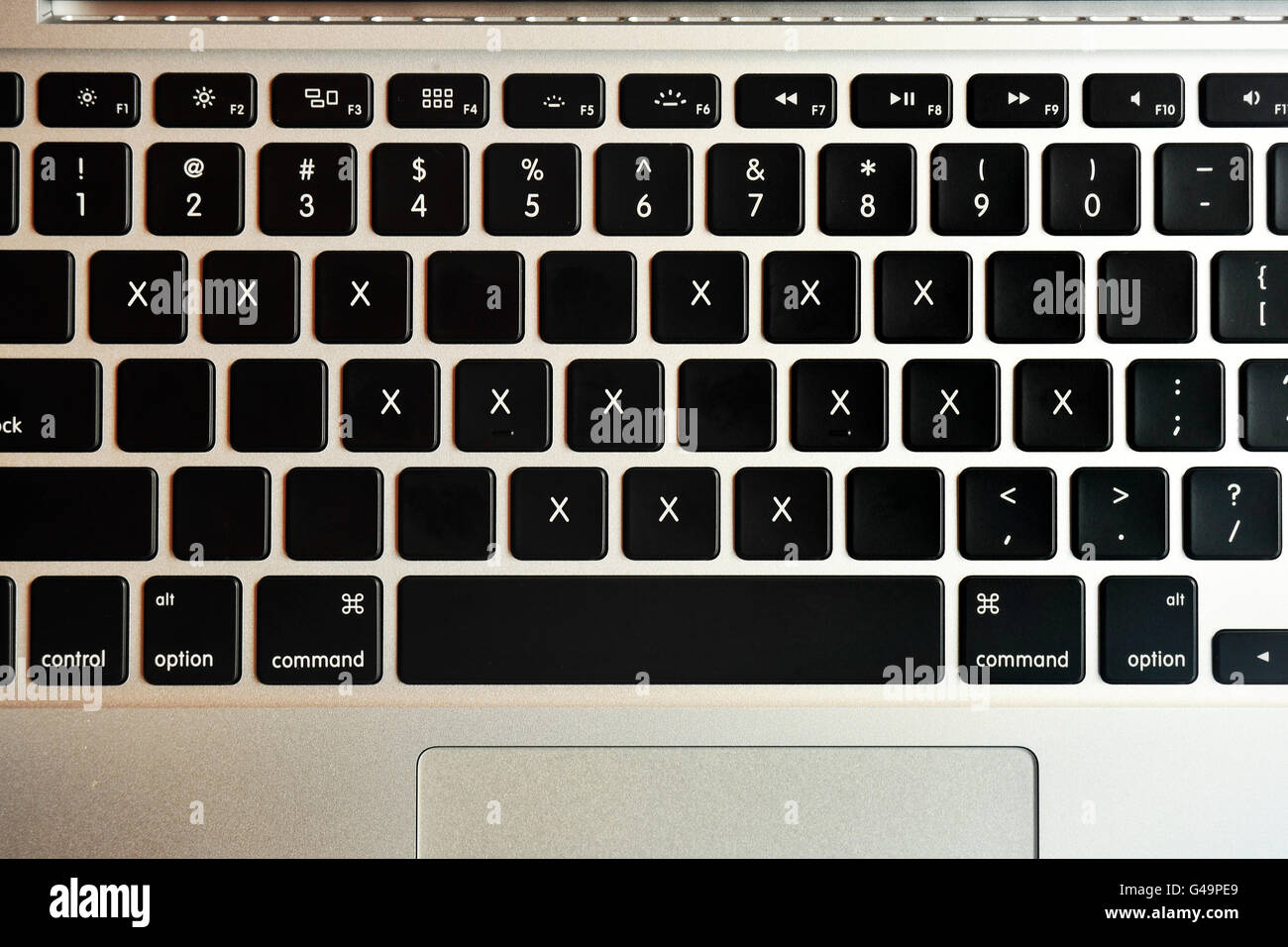 XXX written on a MacBook Pro keyboard Stock Photo - Alamy