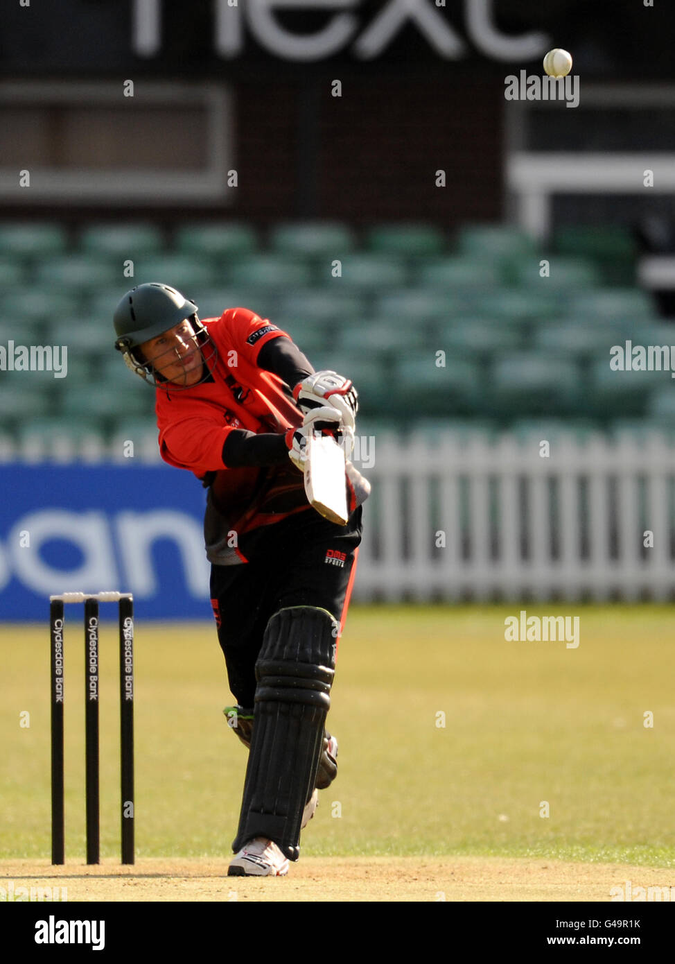 Cricket - Clydesdale Bank 40 - Group B - Leicestershire v Durham - Grace Road. Leicestershire's Joshua Cobb hits out Stock Photo