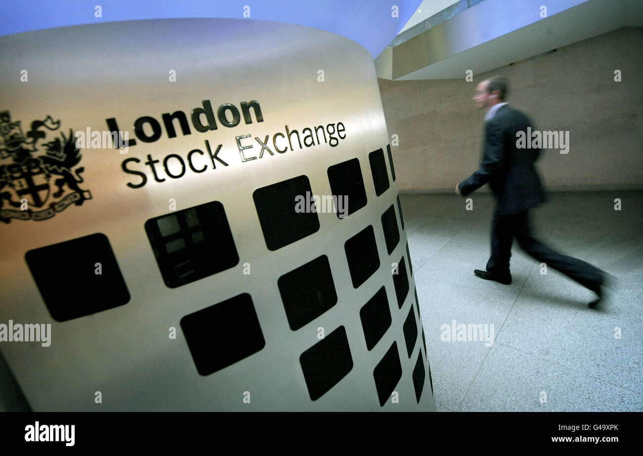 A general view inside the London Stock Exchange, London. Stock Photo