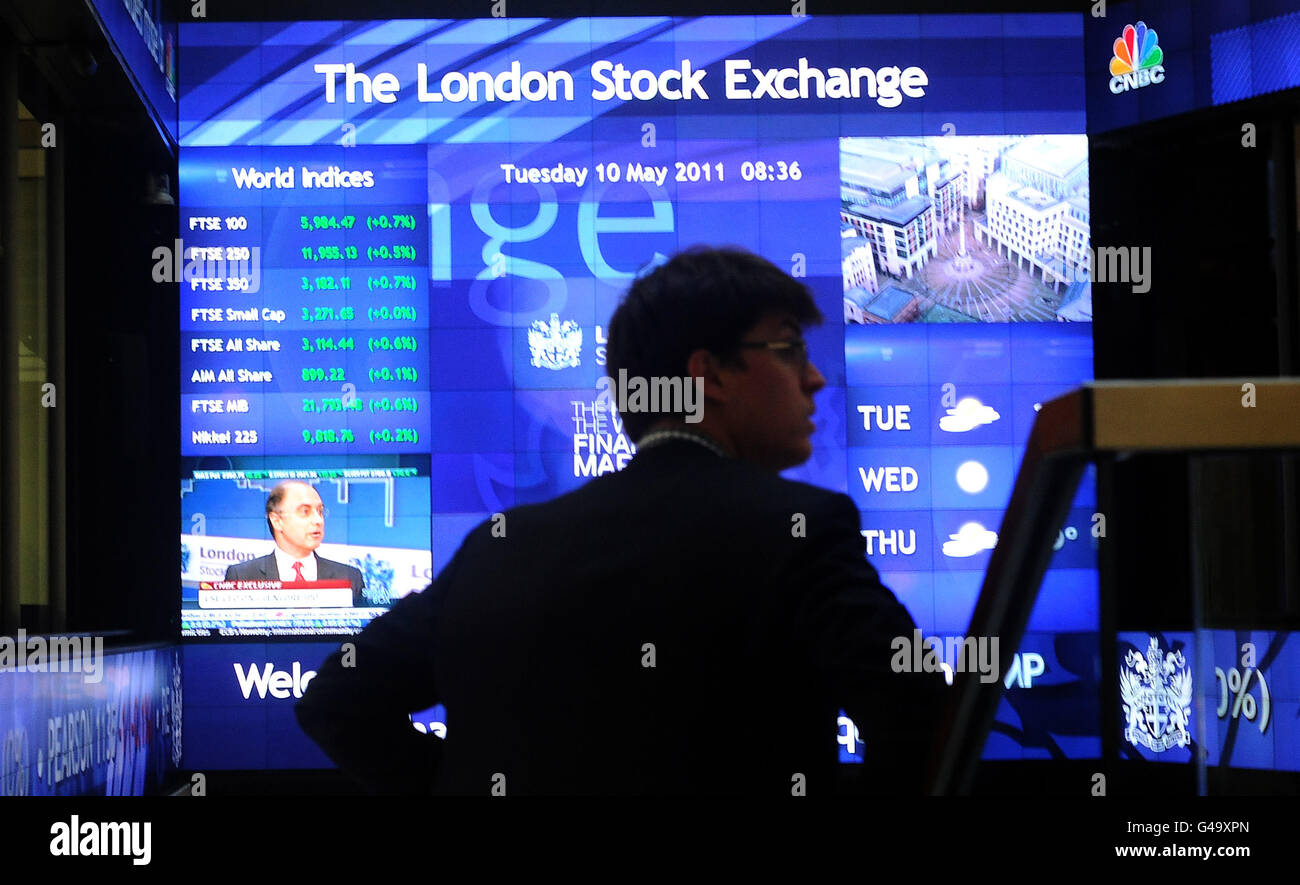 London Stock Exchange stock. A general view inside the London Stock Exchange, London. Stock Photo