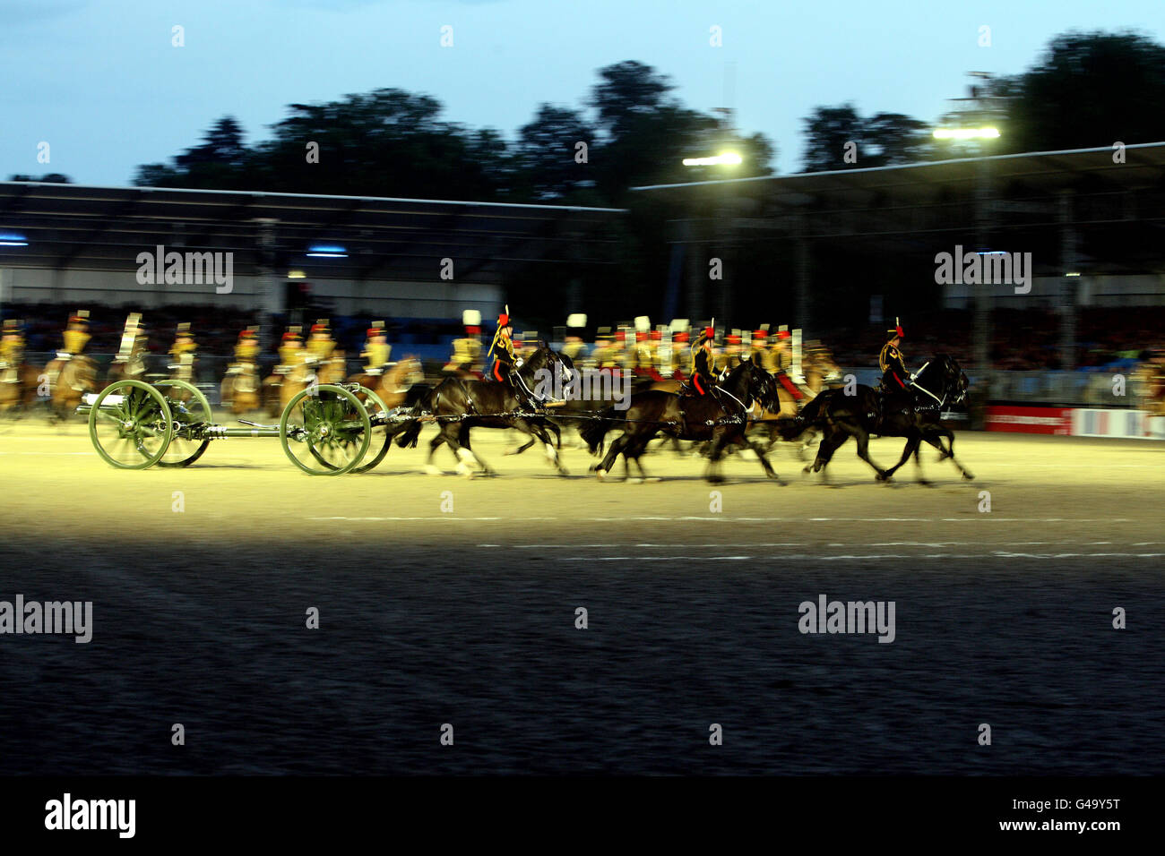 The King's Troop Royal Horse Artillery perform at the Windsor Castle Tattoo. Stock Photo