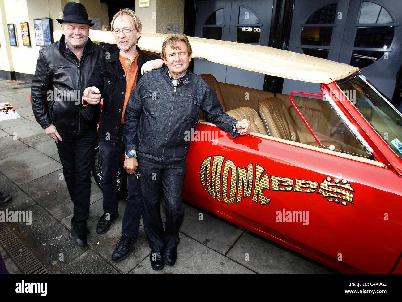 (Left - right) Peter Tork, Micky Dolenz and Davy Jones of the Monkees attend a photocall at the O2 Apollo, Manchester, ahead of their UK tour. Stock Photo
