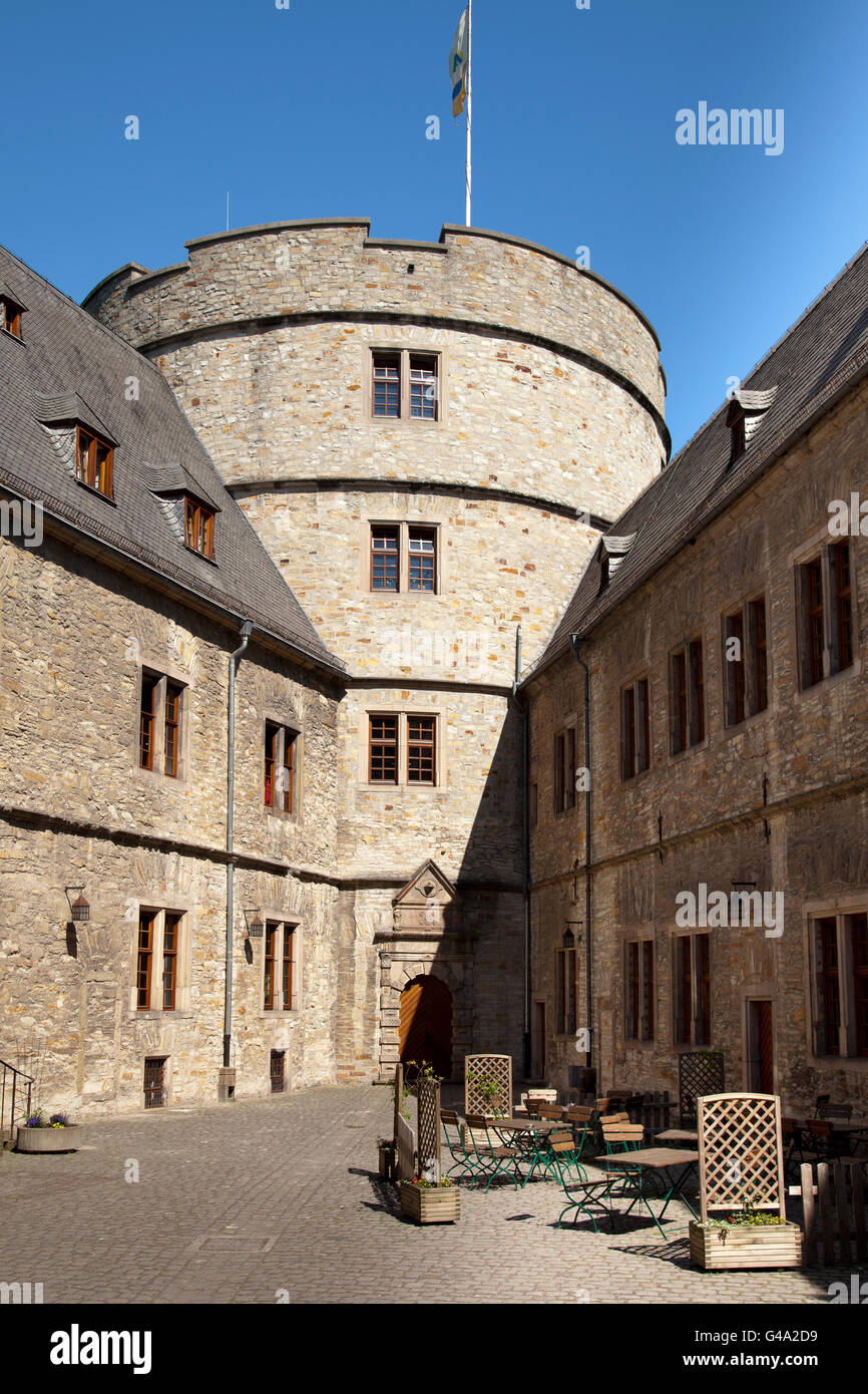 Castle courtyard of Wewelsburg castle, a triangular castle, Bueren ...
