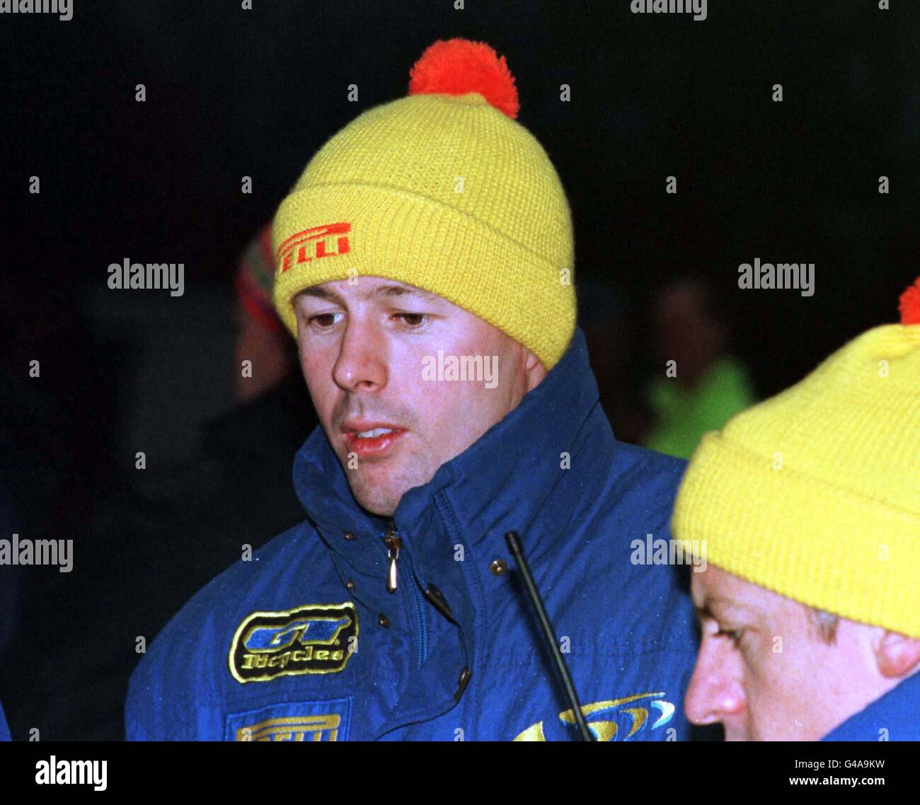 Colin McRae who led the Network Q RAC Rally overnight, at the Builth Wells service area after dropping to 8th place during the Radnor stage today (Monday). Photo Barry Batchelor/PA. See PA Story AUTO Rally. Stock Photo