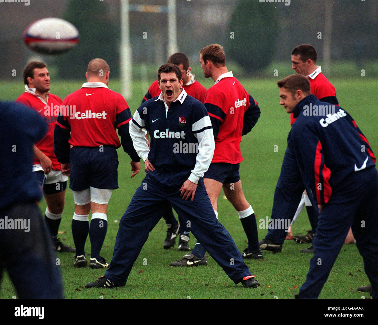 Paul Grayson (yawning) joins the England rugby squad in training at