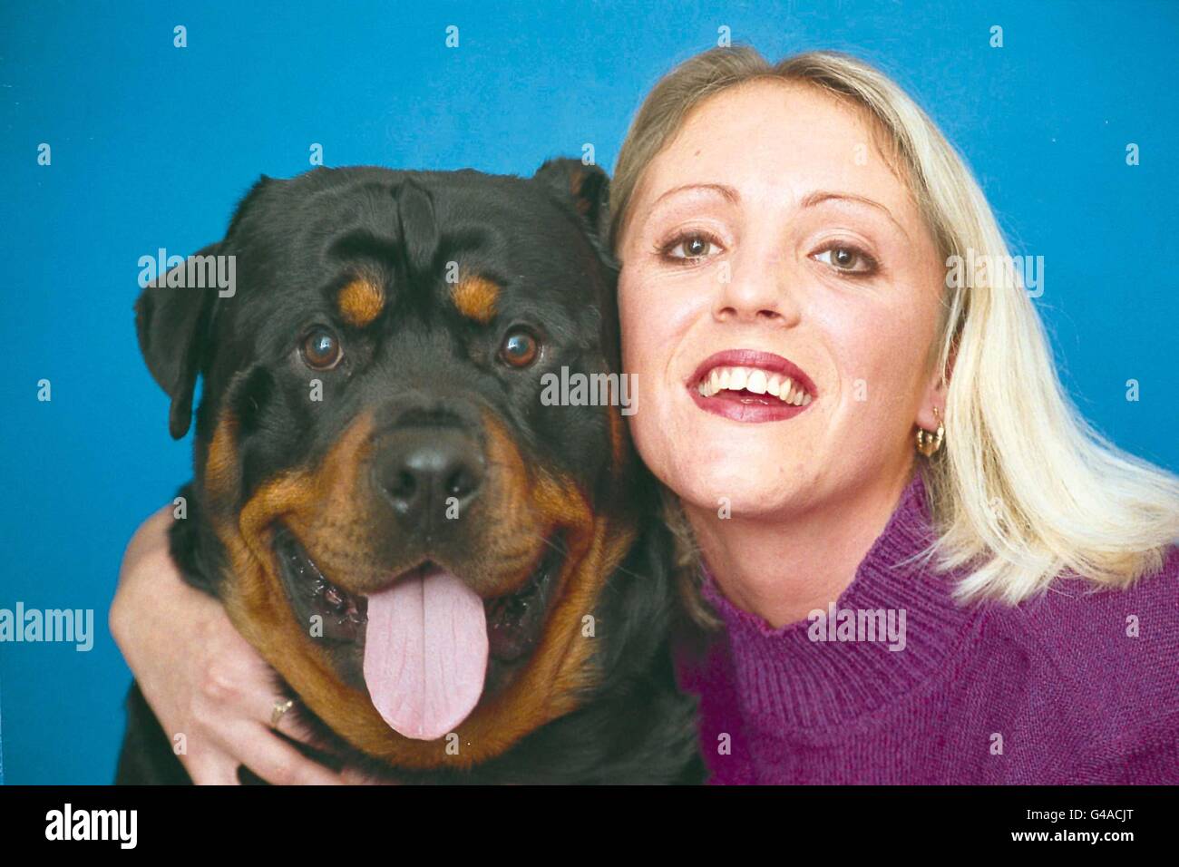 Dog owner Anne Moore from Lincoln was fuming today after a clergyman cancelled a planned thanksgiving service - for her pet rottweiler Bertie. See PA Story RELIGION Rottweiler. PA Photos Stock Photo