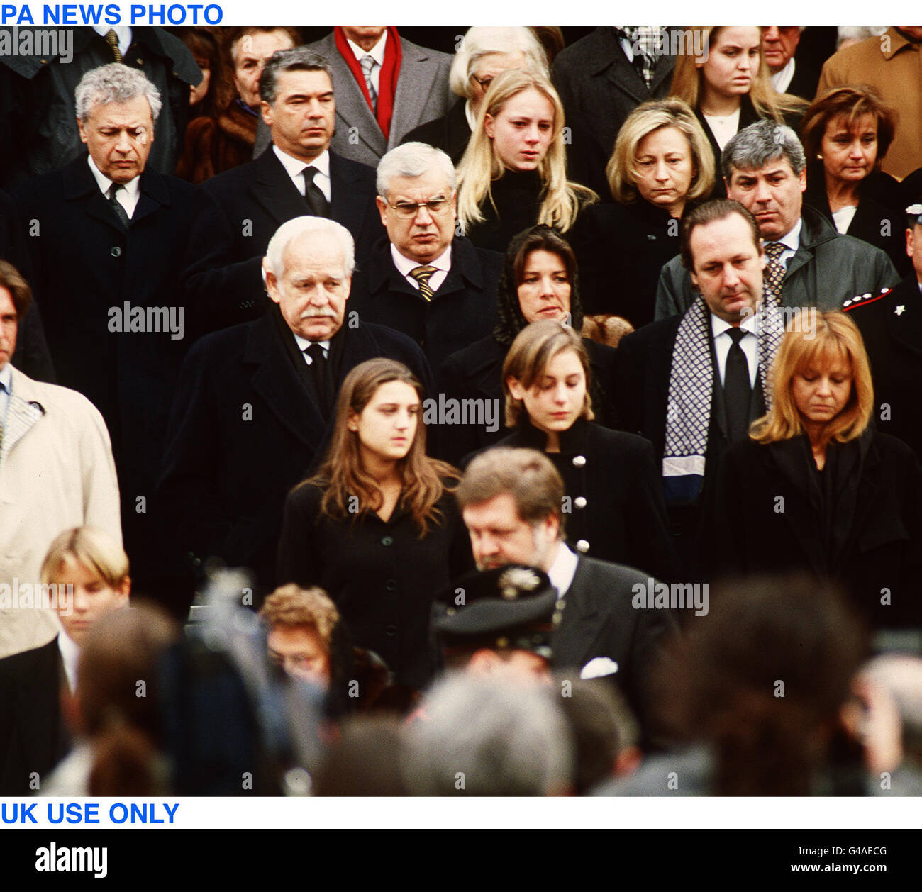 PA NEWS PHOTO: 26/1/98 : UK USE ONLY PRINCE RAINIER AND PRINCESS CAROLINE OF MONACO AT THE FUNERAL OF GIANCARLO CASIRAGHI, THE FATHER OF STEFANO CASIRAGHI. Stock Photo