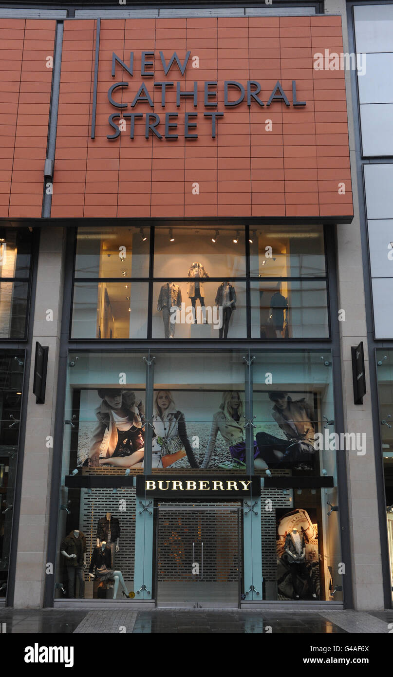 A general view showing the Burberry store in New Cathedral Street,  Manchester Stock Photo - Alamy