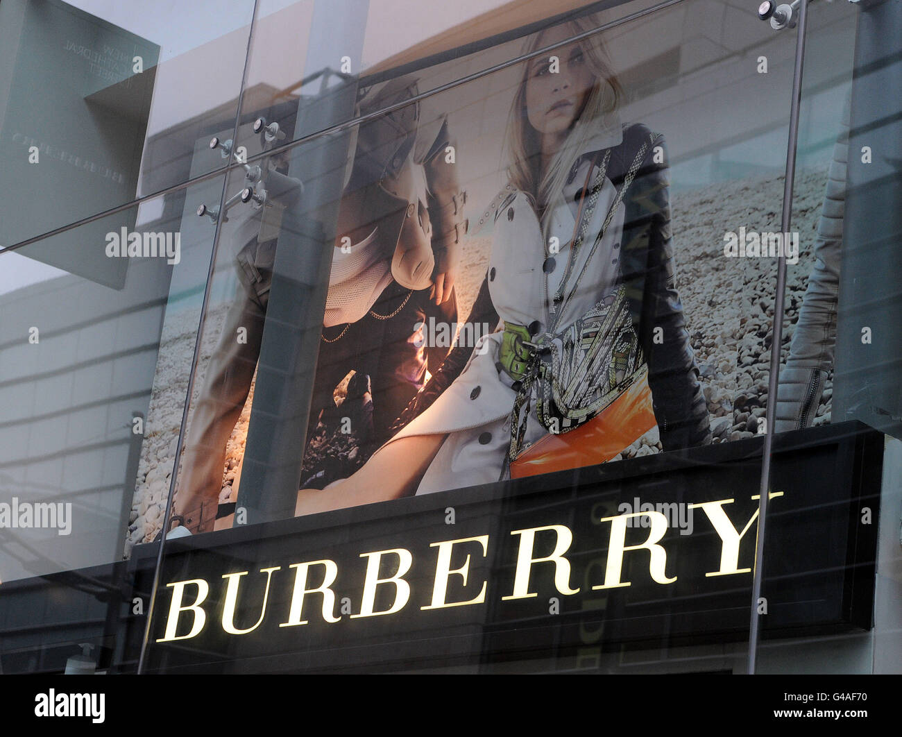 FTSE 100. A general view showing the Burberry store in New Cathedral Street, Manchester. Stock Photo