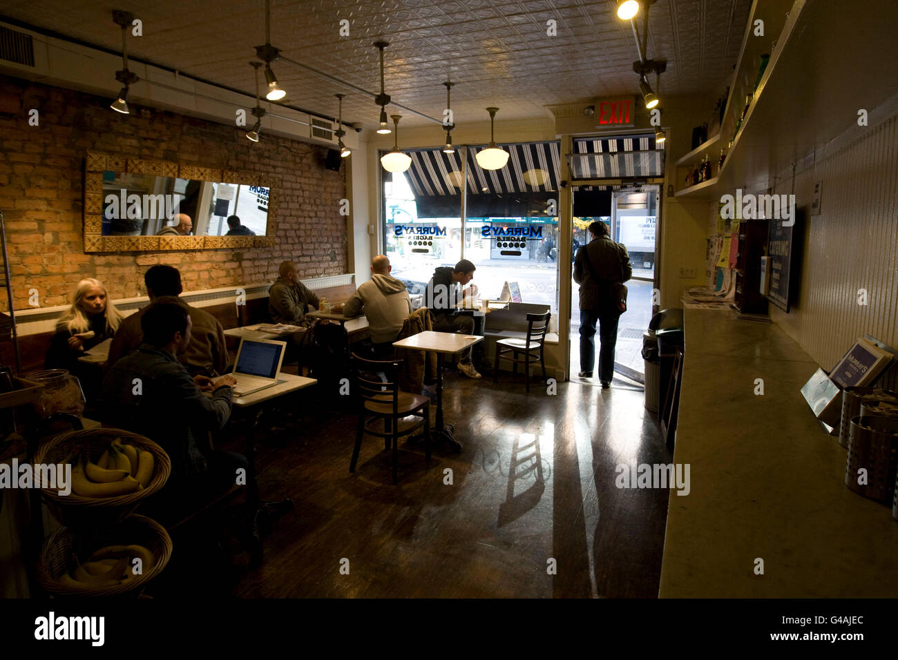 Inside the famous Murray's Bagels bagel store on 8th Avenue in New York