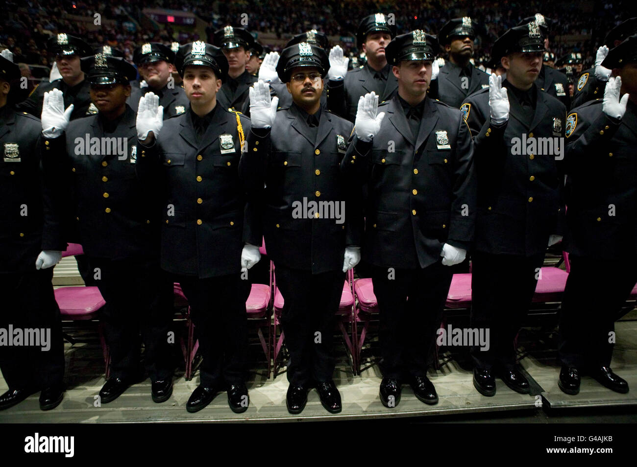 Recruits from the New York Police Department's Class of 2005 are sworn