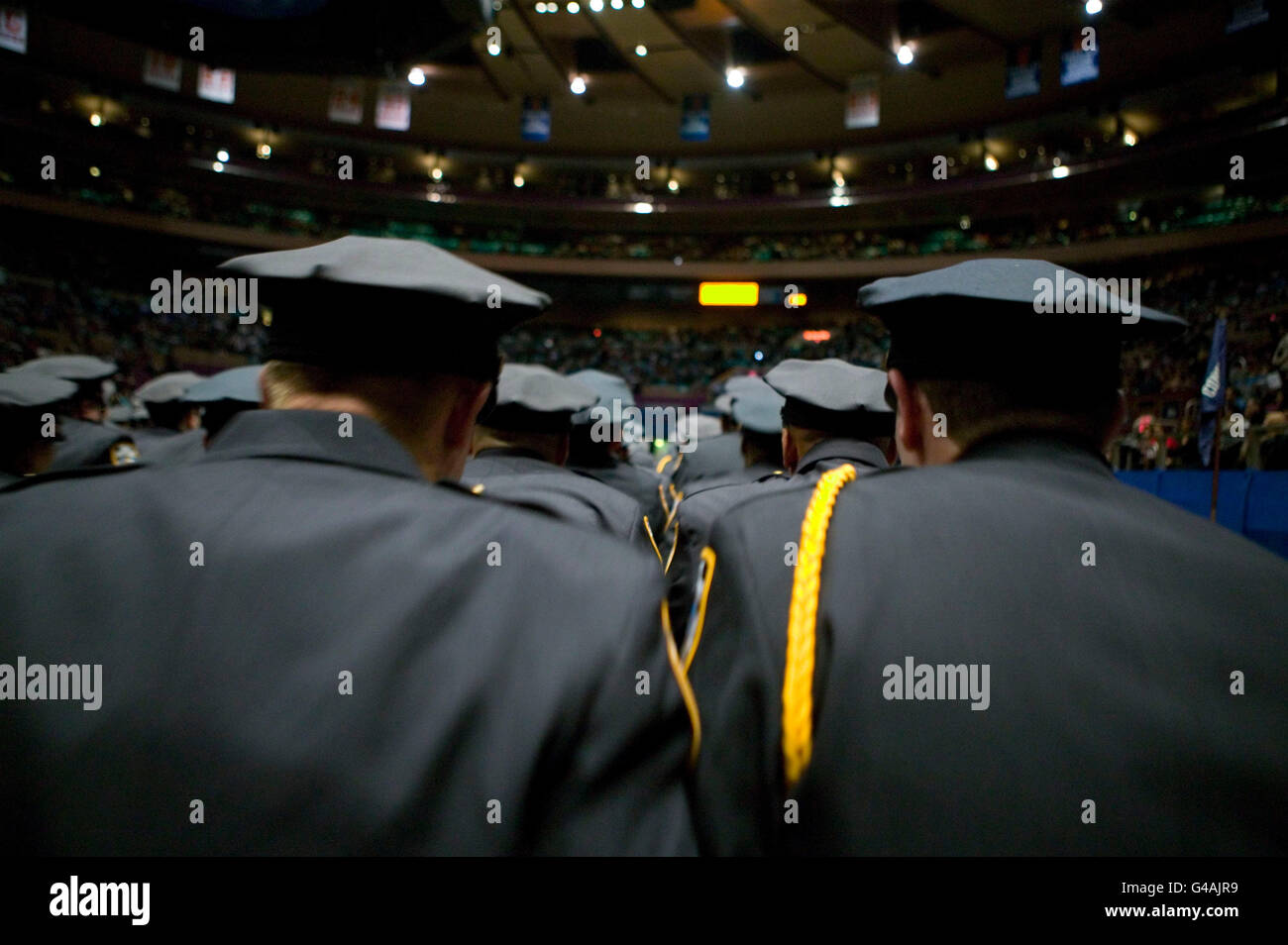 29 December 2005 - New York City, NY - Recruits belonging to the New York Police Department's Class of 2005 attend their graduat Stock Photo