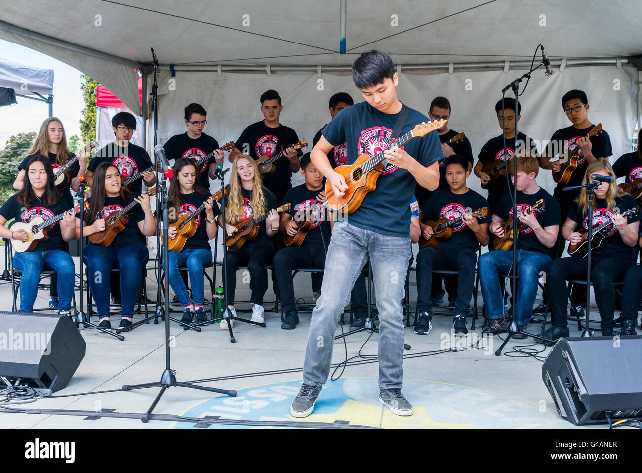 Langley Ukulele Ensemble performance Stock Photo Alamy