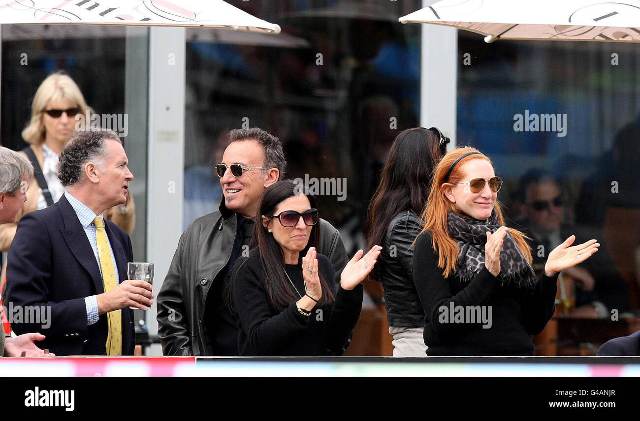 Bruce SpringSteen with his wife Patti (right) watch Jessica Springsteen riding Cinncinnati La Silla competes in the The Royal Windsor Grand Prix during day five of the Royal Windsor Horse Show at The Royal Mews, Windsor Castle, London. Stock Photo